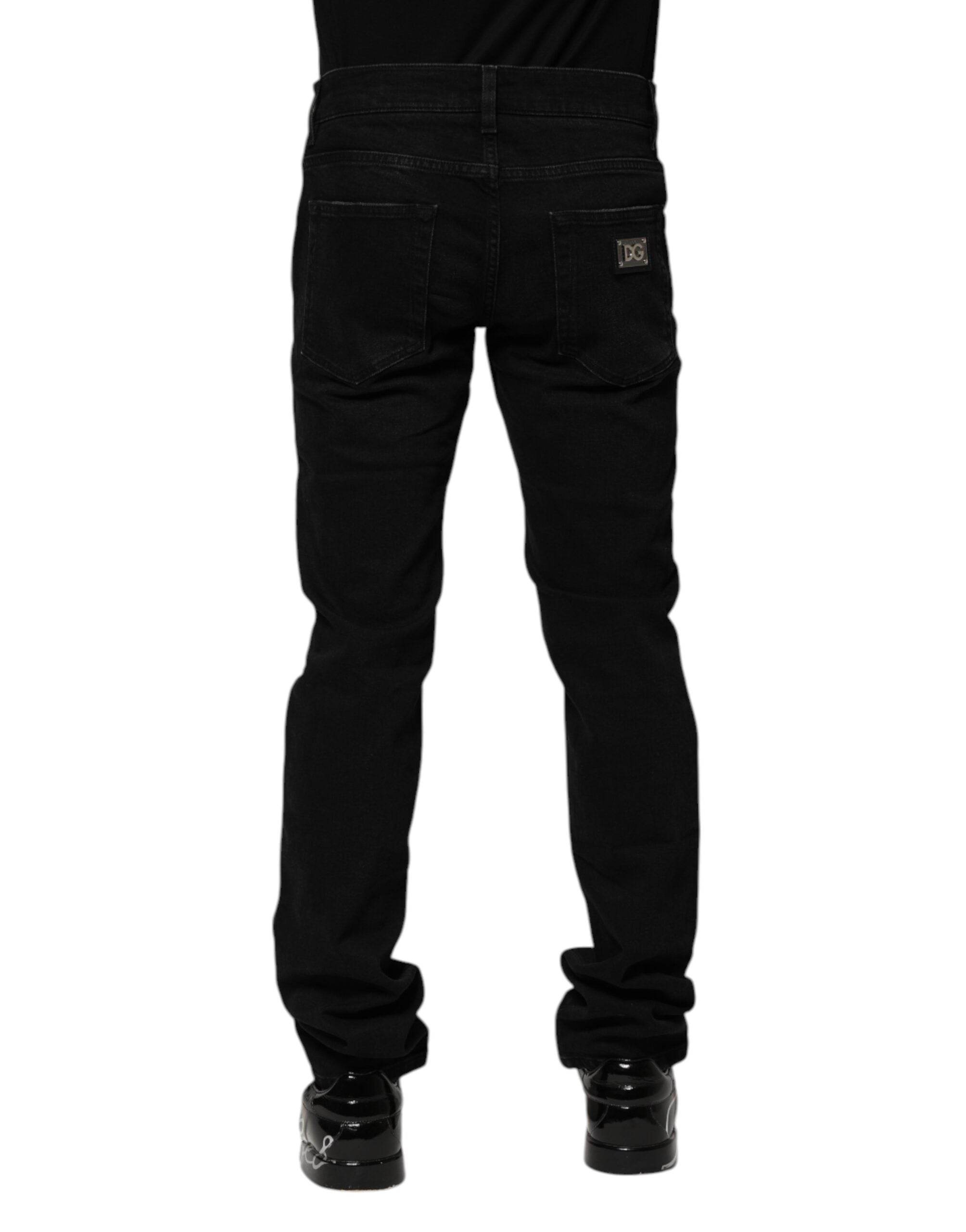 Dolce & Gabbana Black Cotton Skinny Men Denim Jeans - Hilstor