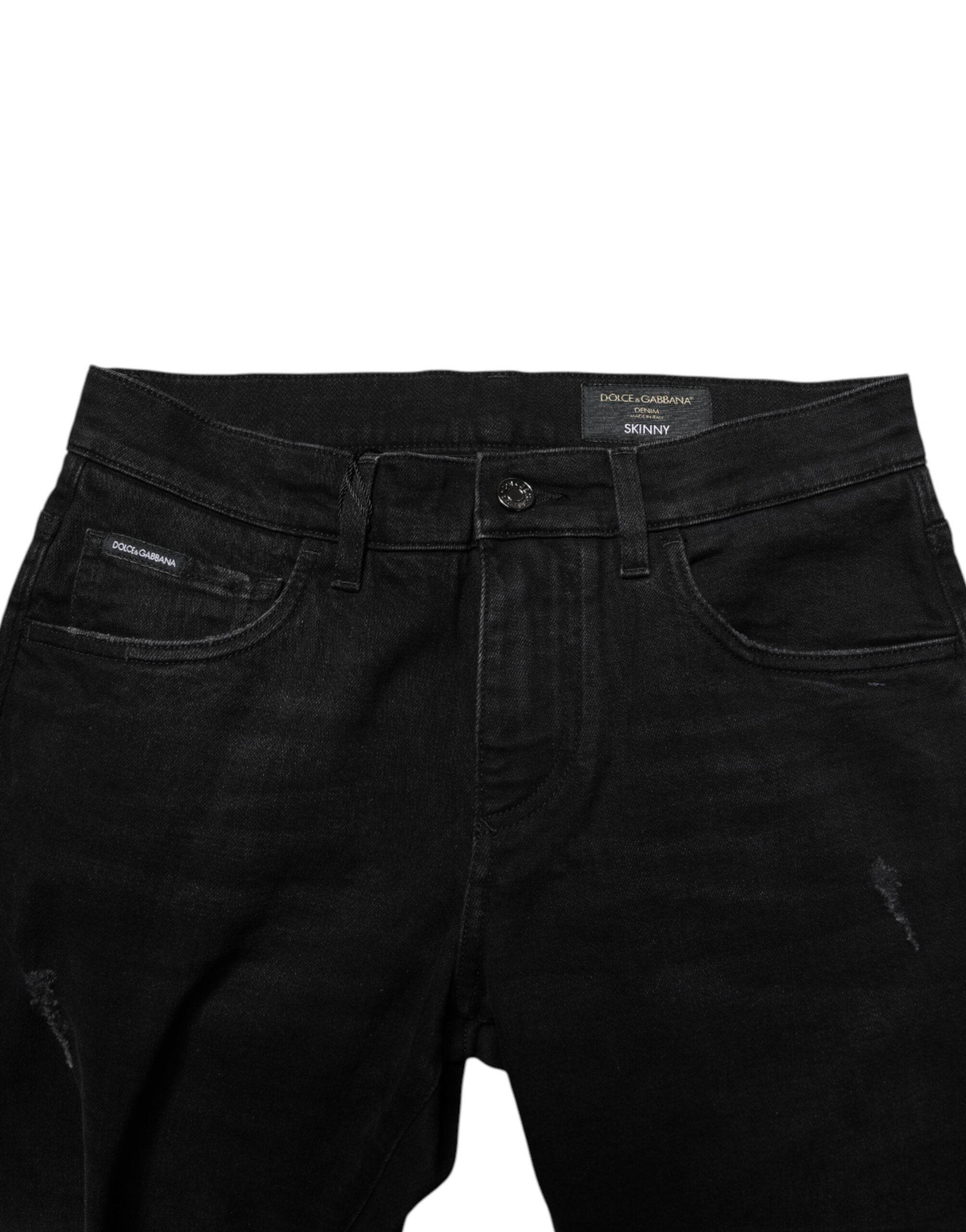 Dolce & Gabbana Black Cotton Skinny Men Denim Jeans - Hilstor