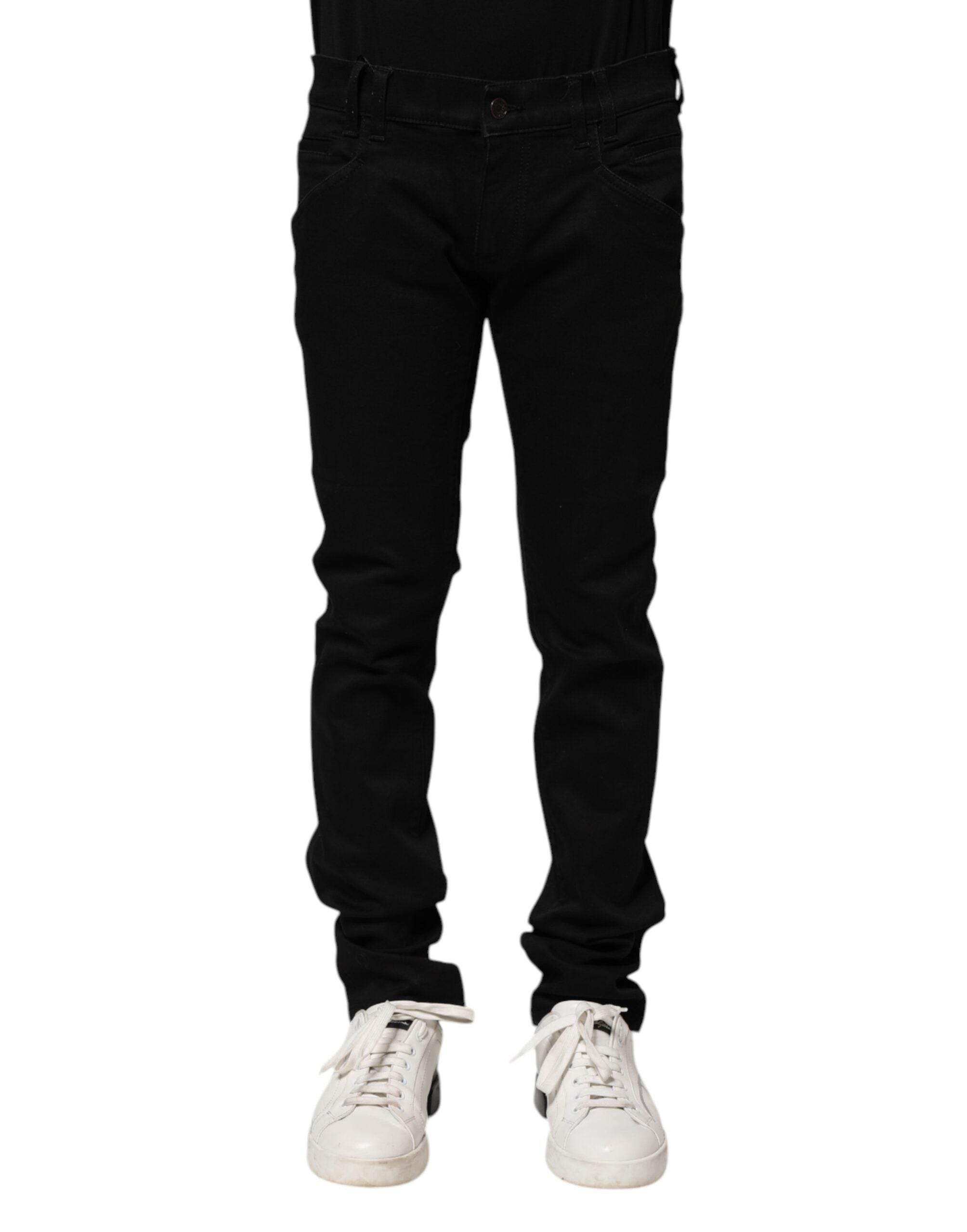 Dolce & Gabbana Black Cotton Skinny Men Denim Jeans - Hilstor
