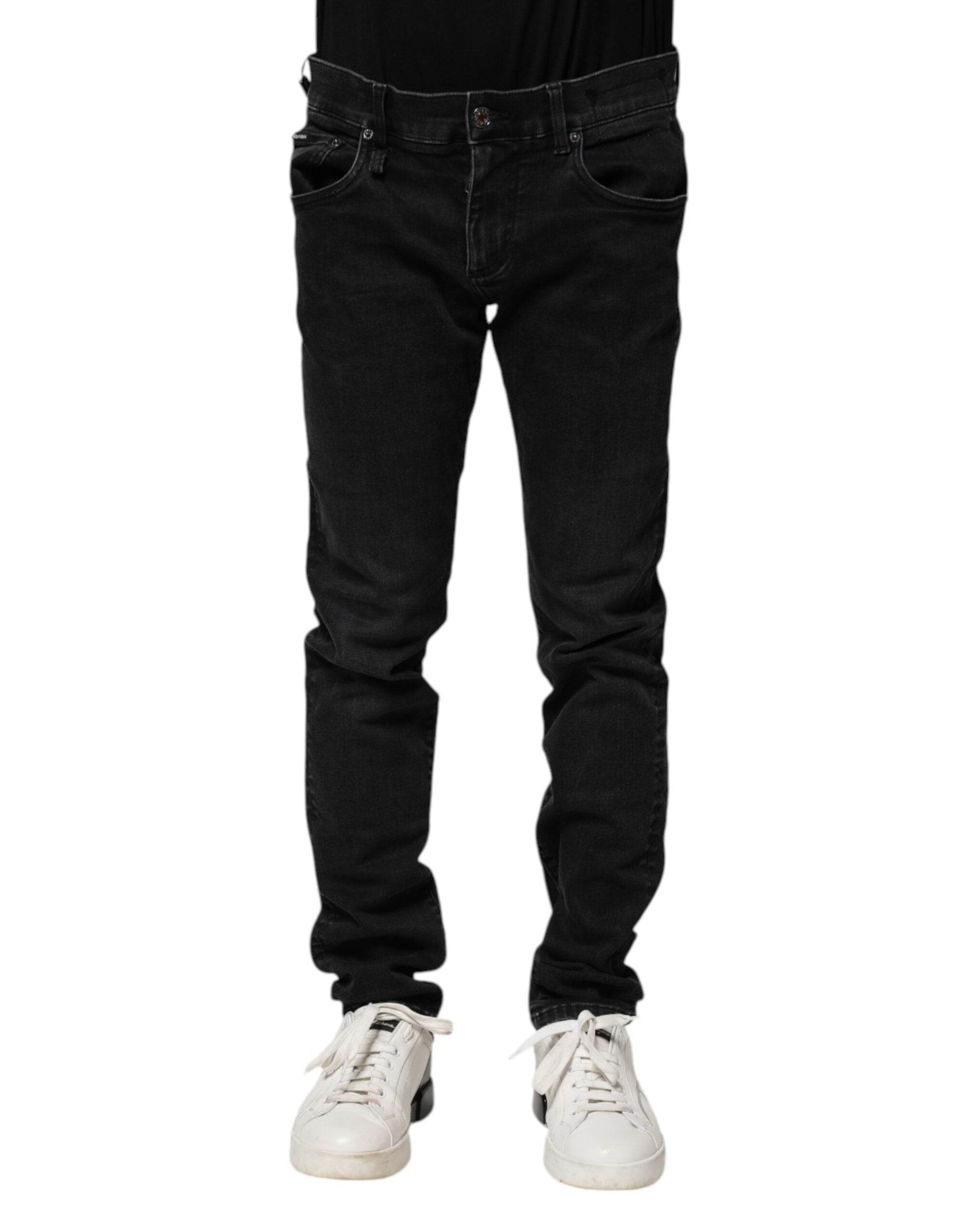 Dolce & Gabbana Black Cotton Skinny Men Denim Jeans - Hilstor
