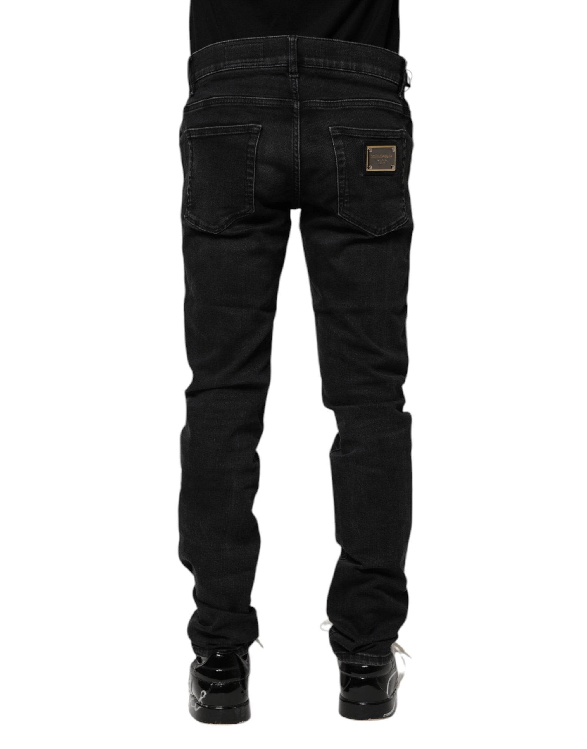 Dolce & Gabbana Black Cotton Skinny Men Denim Jeans - Hilstor