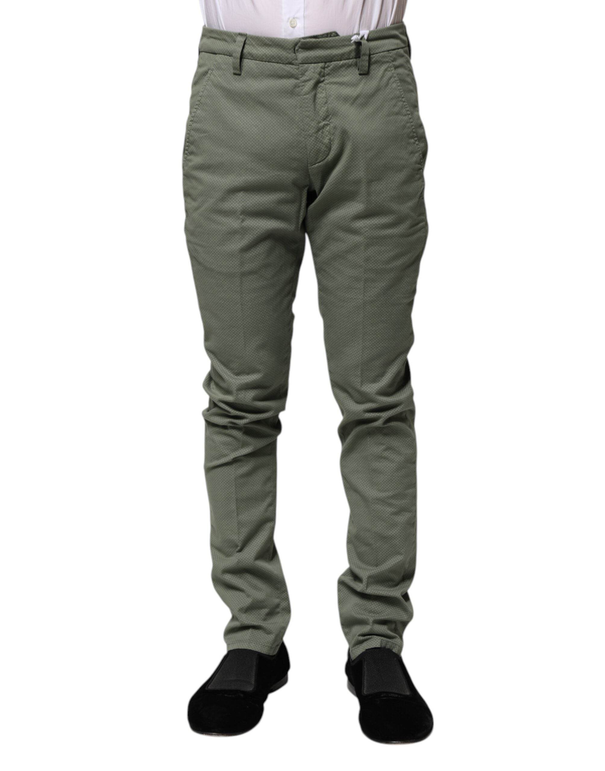 Dondup Green Mid Waist Skinny Fit Casual Pants - Hilstor