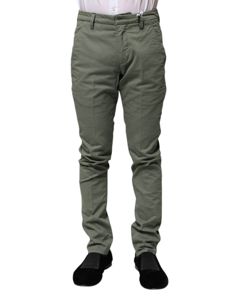 Dondup Green Mid Waist Skinny Fit Casual Pants - Hilstor