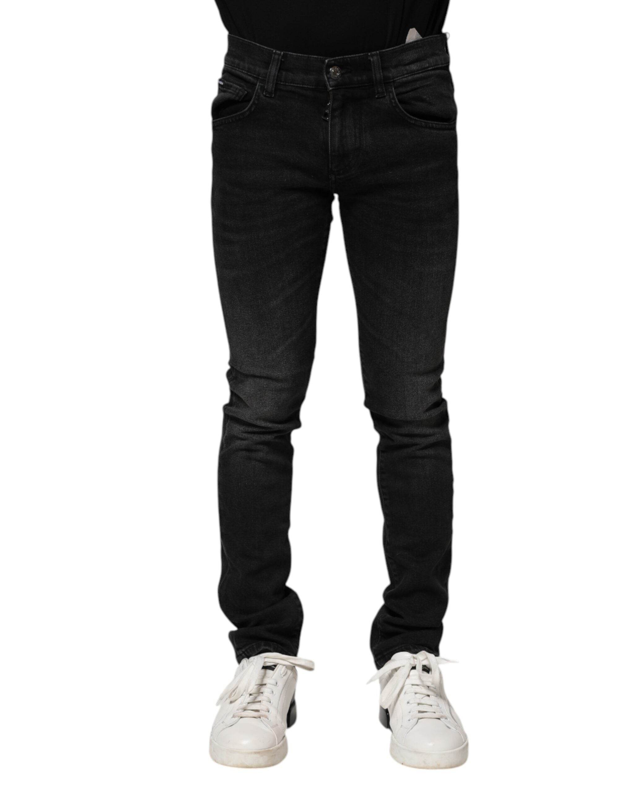 Dolce & Gabbana Black Cotton Skinny Men Denim Jeans - Hilstor
