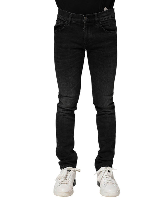 Dolce & Gabbana Black Cotton Skinny Men Denim Jeans - Hilstor