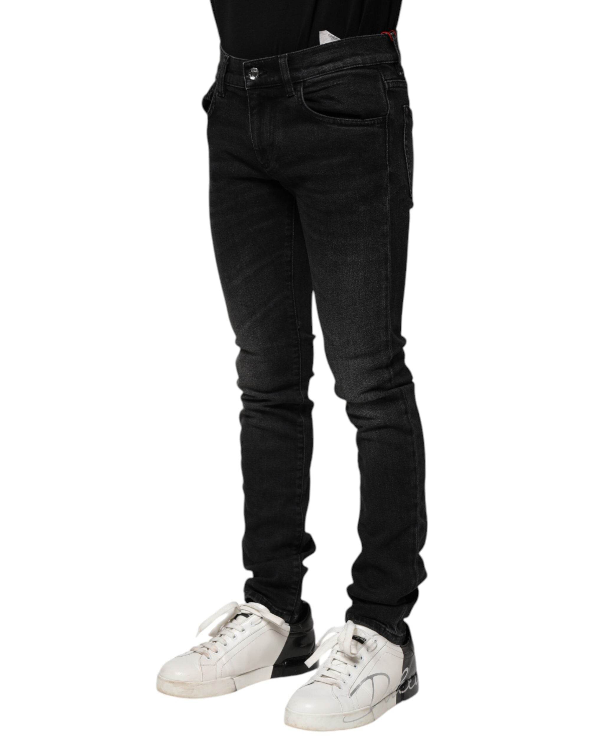 Dolce & Gabbana Black Cotton Skinny Men Denim Jeans - Hilstor