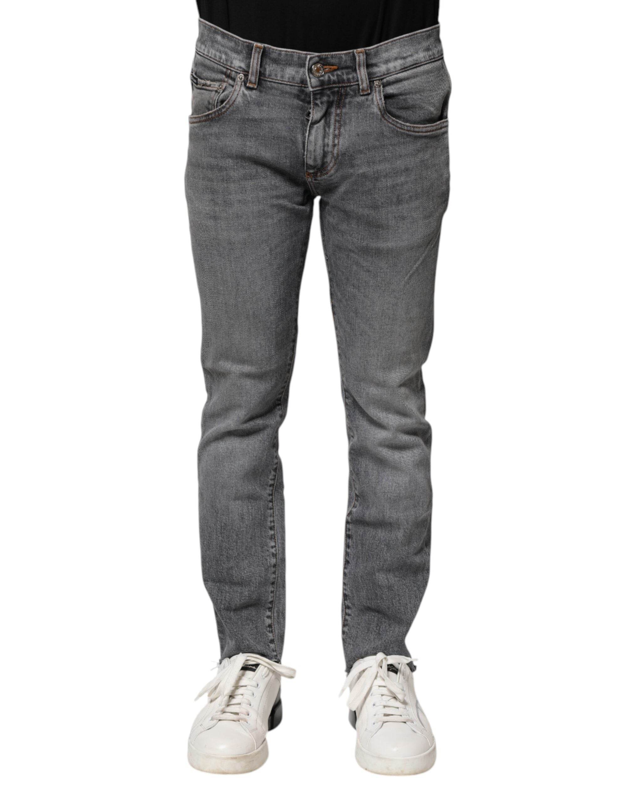 Dolce & Gabbana Gray Cotton Skinny Men Denim Jeans - Hilstor