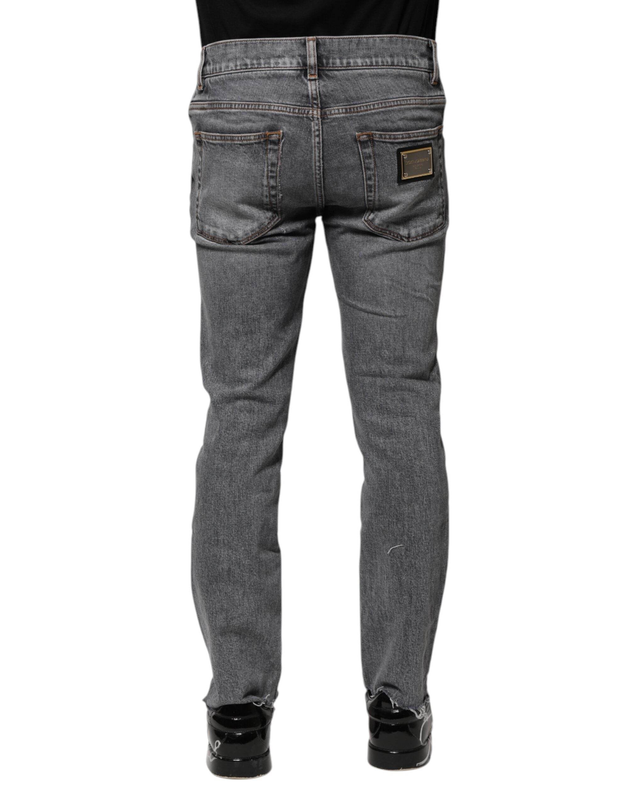 Dolce & Gabbana Gray Cotton Skinny Men Denim Jeans - Hilstor
