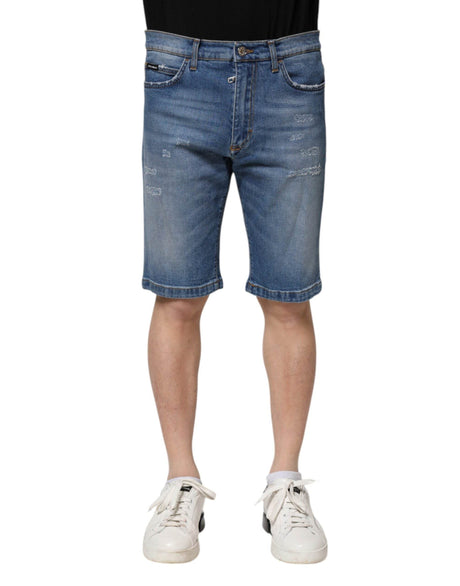 Dolce & Gabbana Blue Cotton Stretch Men Denim Bermuda Shorts - Hilstor