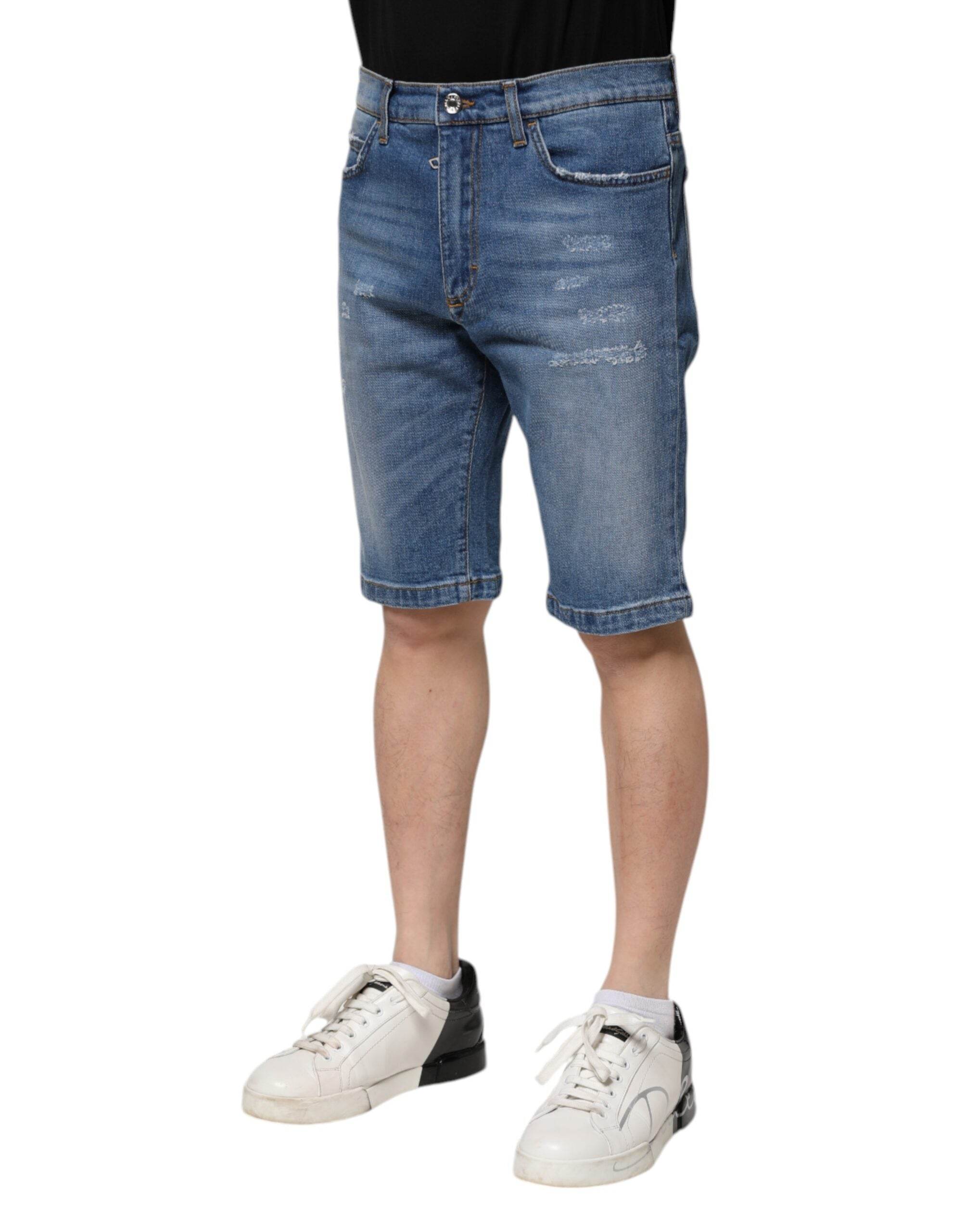 Dolce & Gabbana Blue Cotton Stretch Men Denim Bermuda Shorts - Hilstor