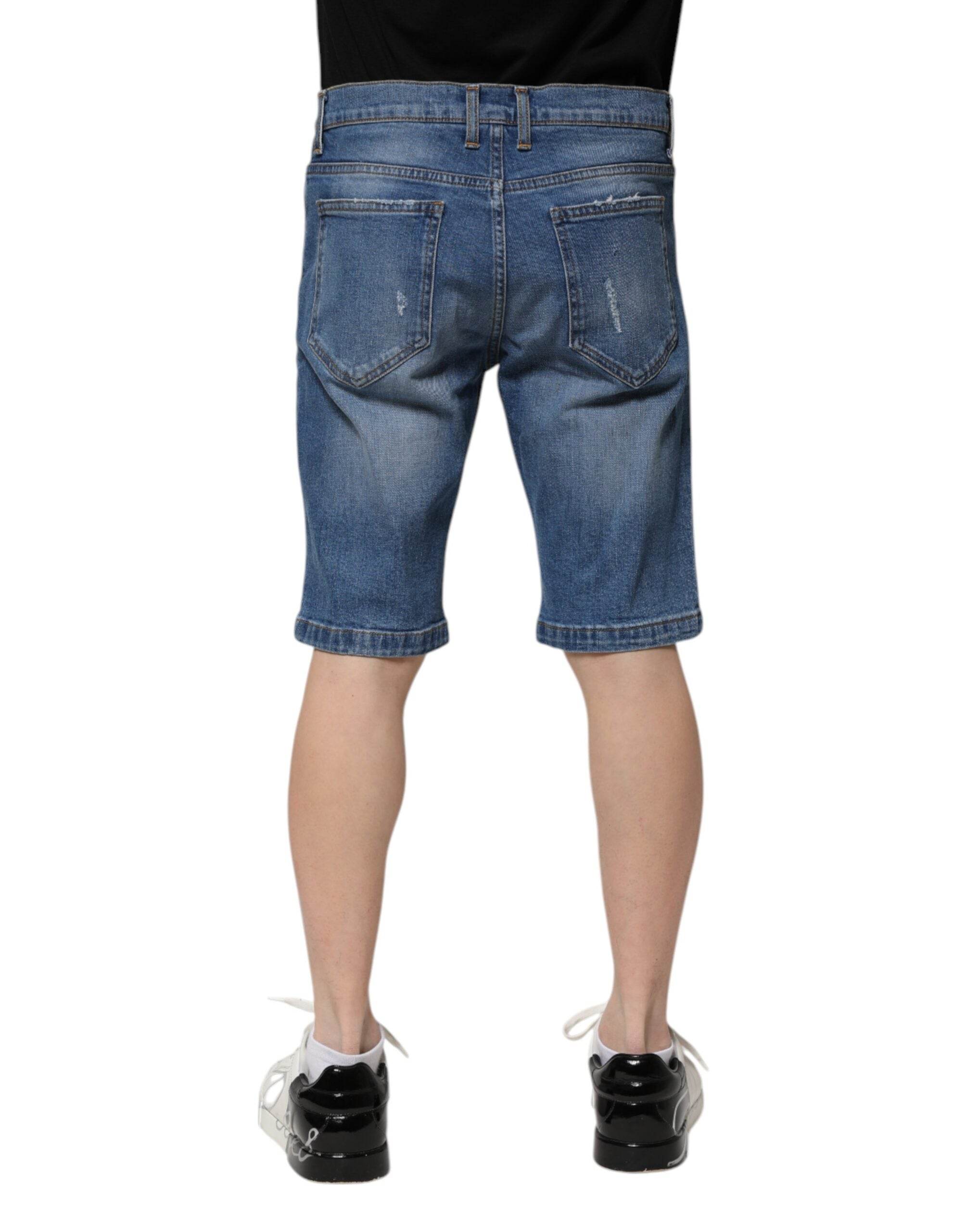 Dolce & Gabbana Blue Cotton Stretch Men Denim Bermuda Shorts - Hilstor