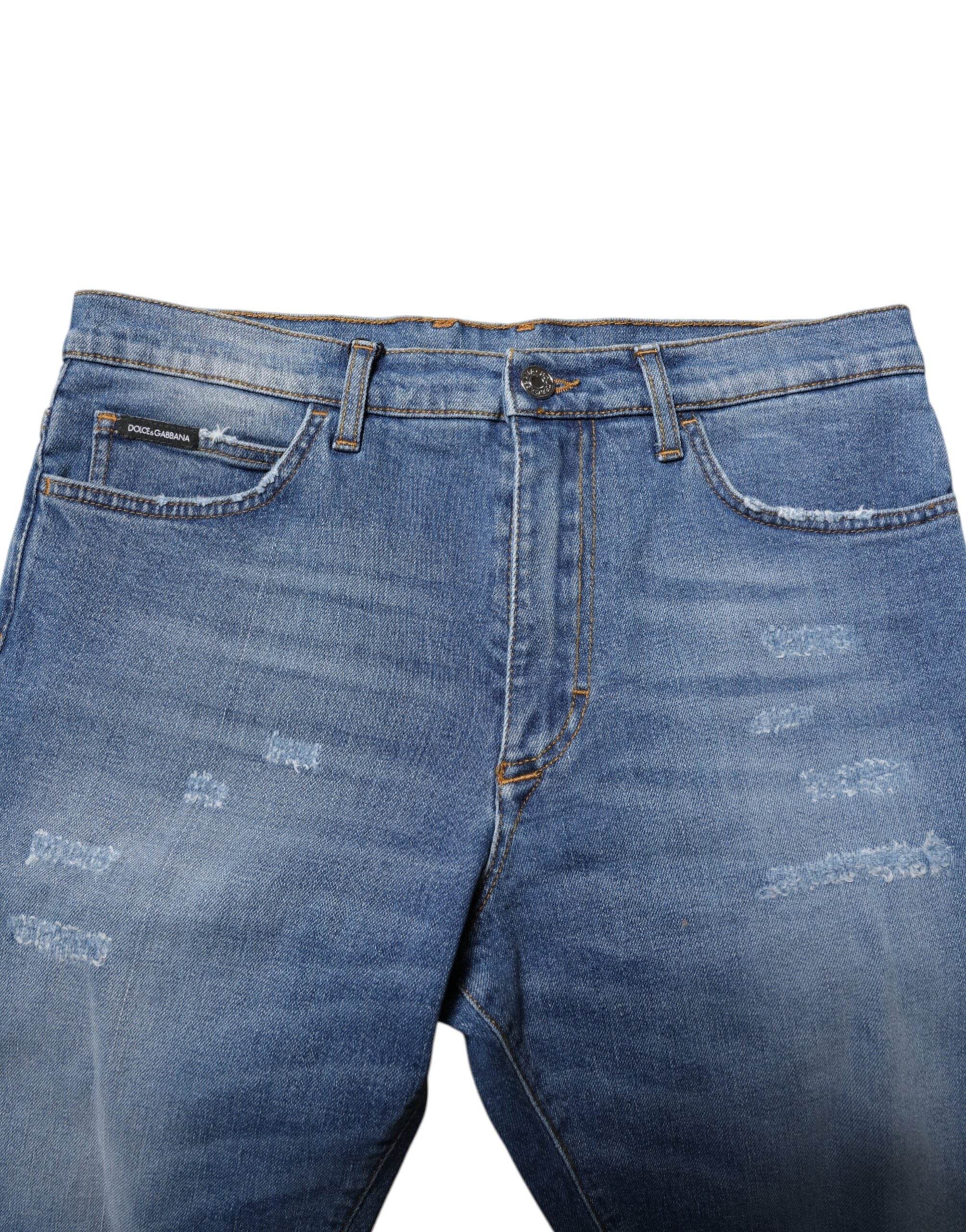 Dolce & Gabbana Blue Cotton Stretch Men Denim Bermuda Shorts - Hilstor
