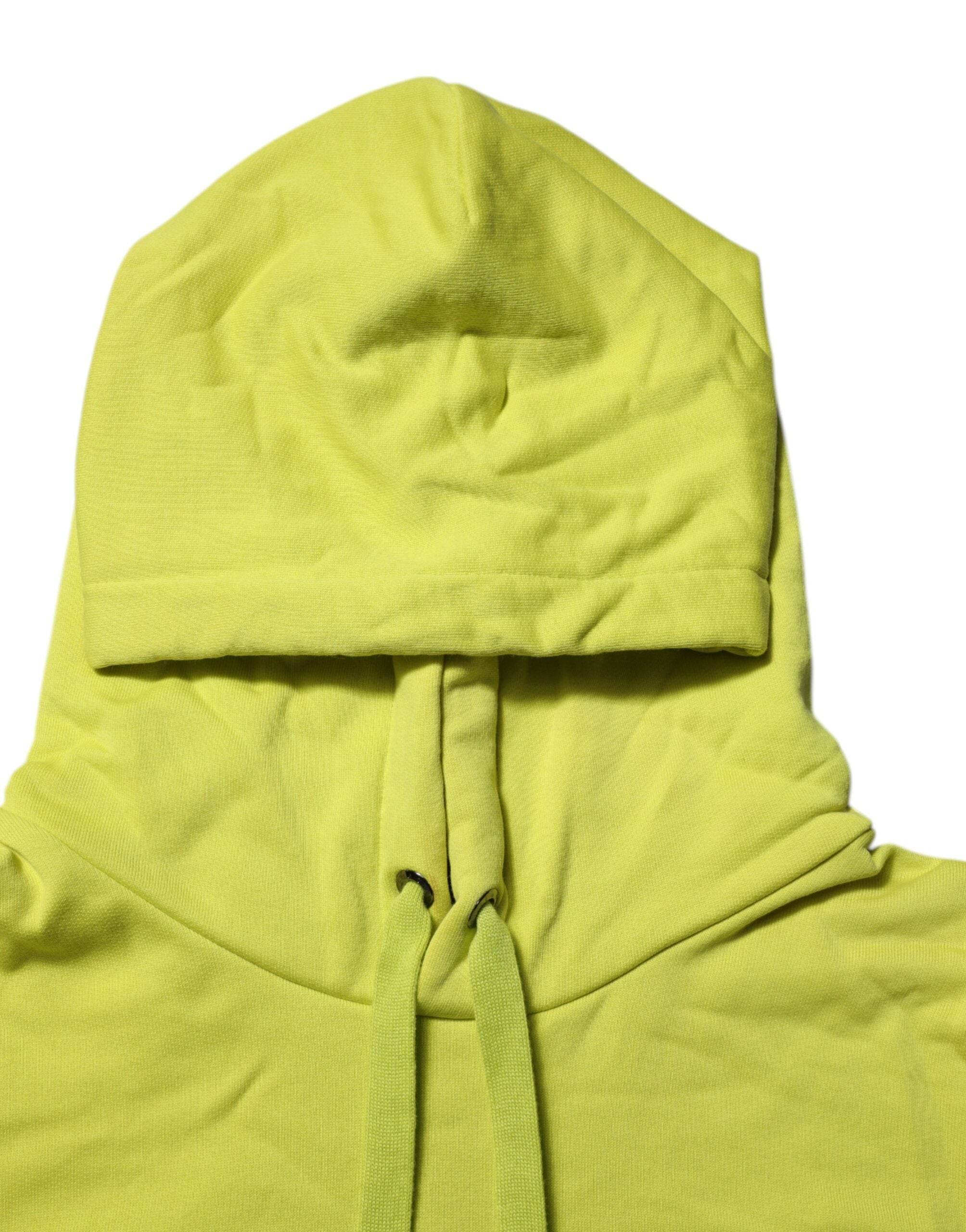 Dolce & Gabbana Green Cotton Hooded Logo Sweatshirt Sweater - Hilstor