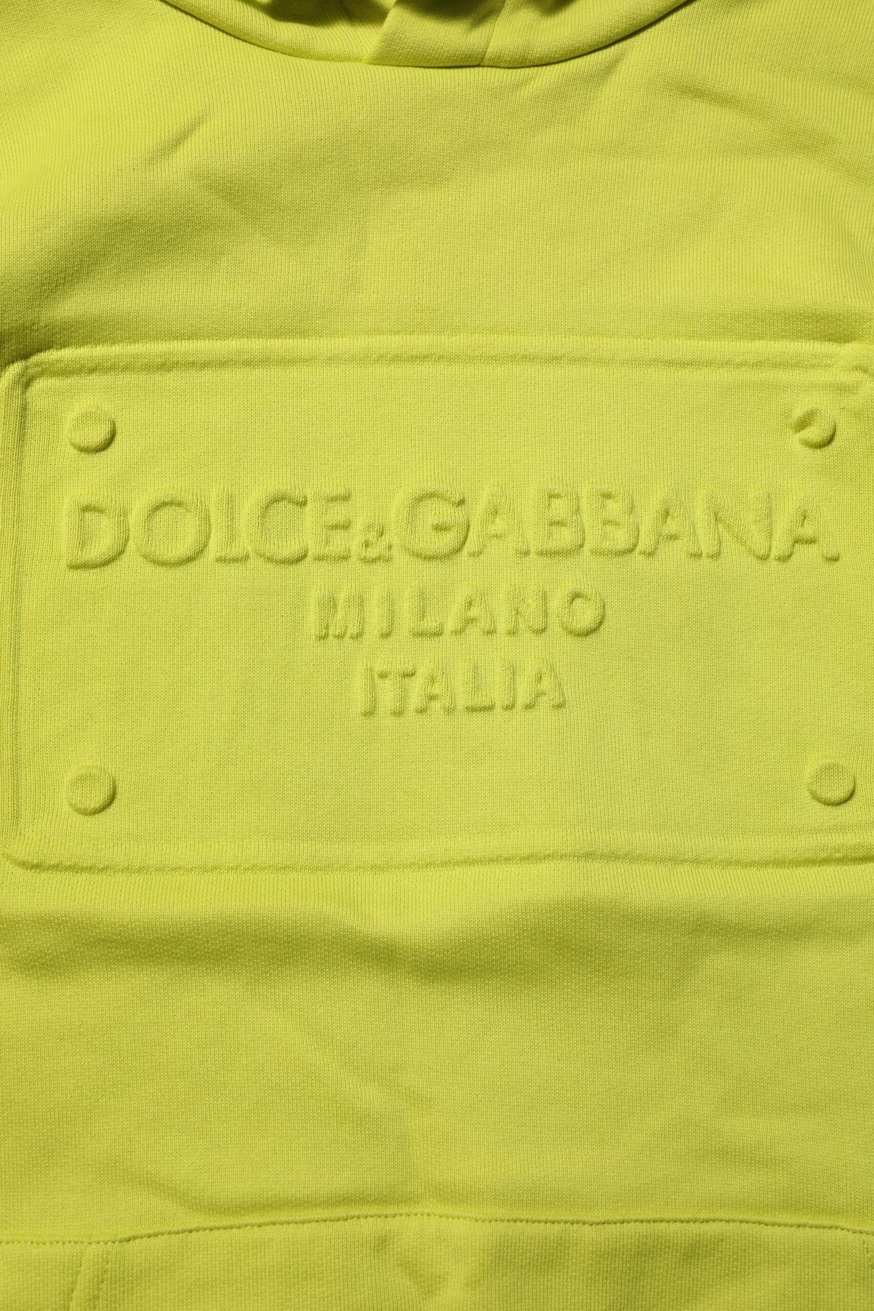 Dolce & Gabbana Green Cotton Hooded Logo Sweatshirt Sweater - Hilstor