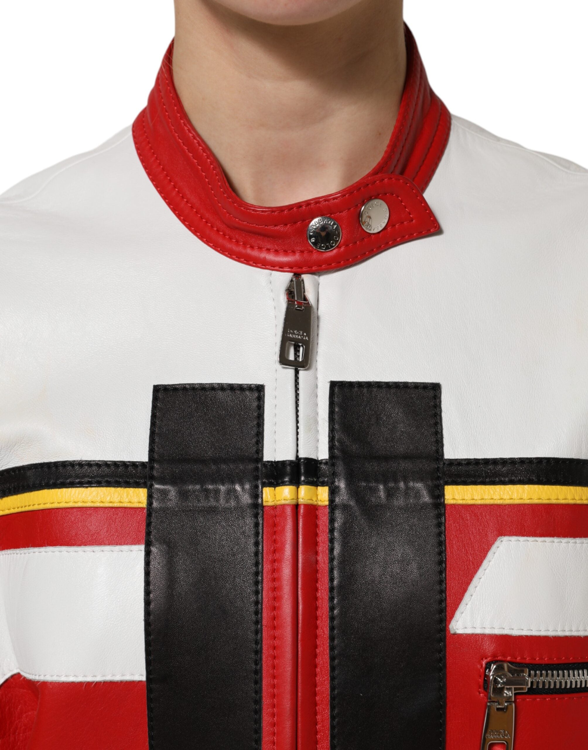 Dolce &amp; Gabbana Flerfarvet Læder Bikerjakke med Lynlås