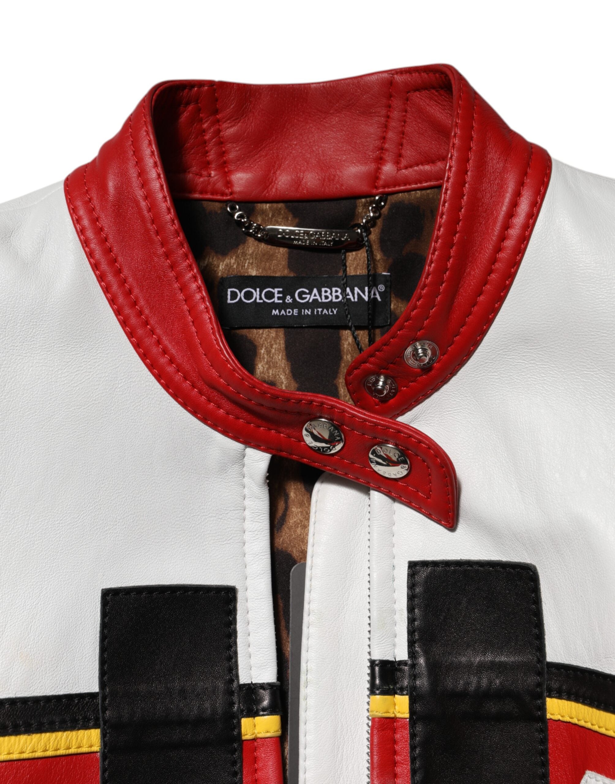 Dolce &amp; Gabbana Flerfarvet Læder Bikerjakke med Lynlås