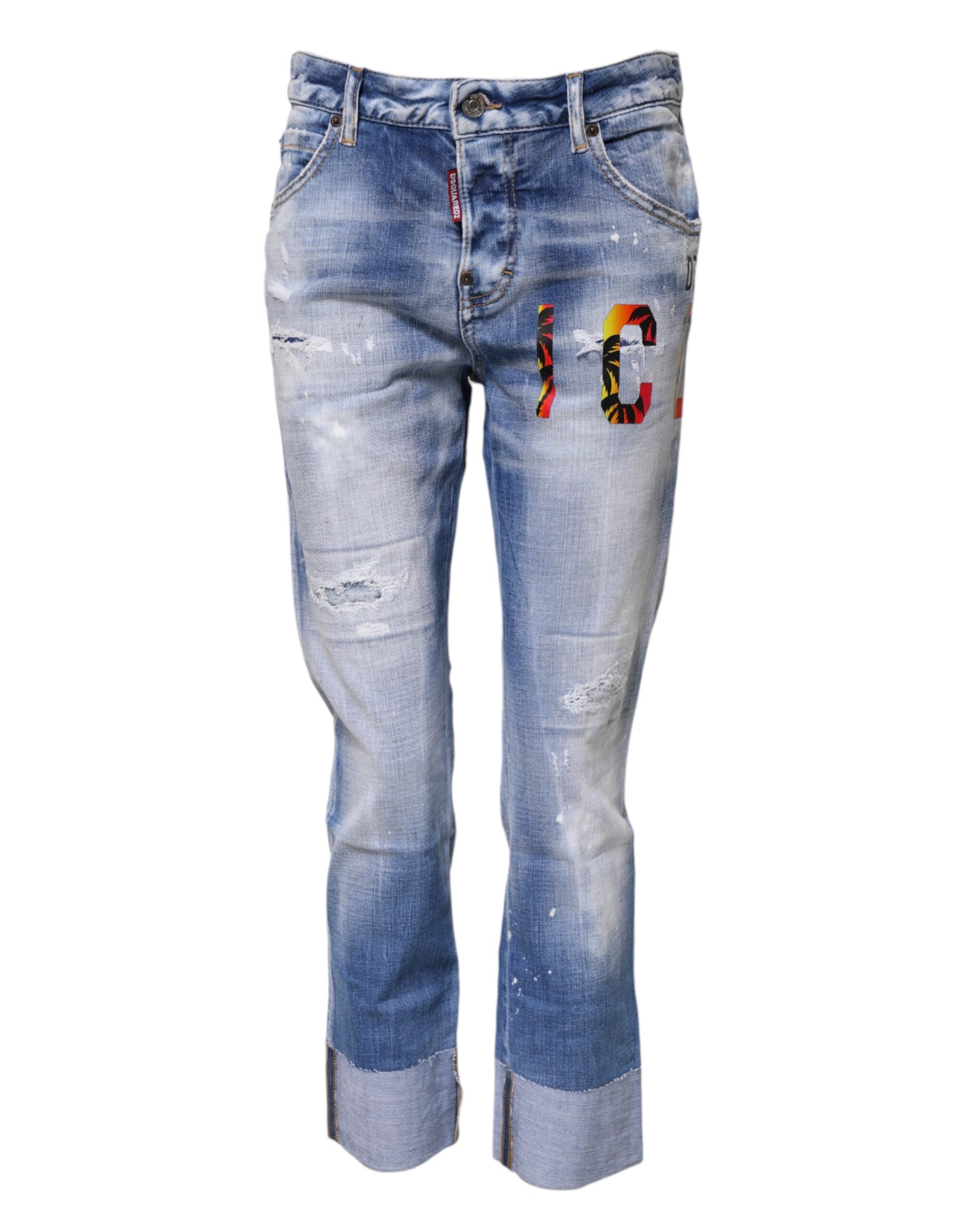 Dsquared² Blå Vasket Bomuld Mellem Talje Skinny Denim Jeans