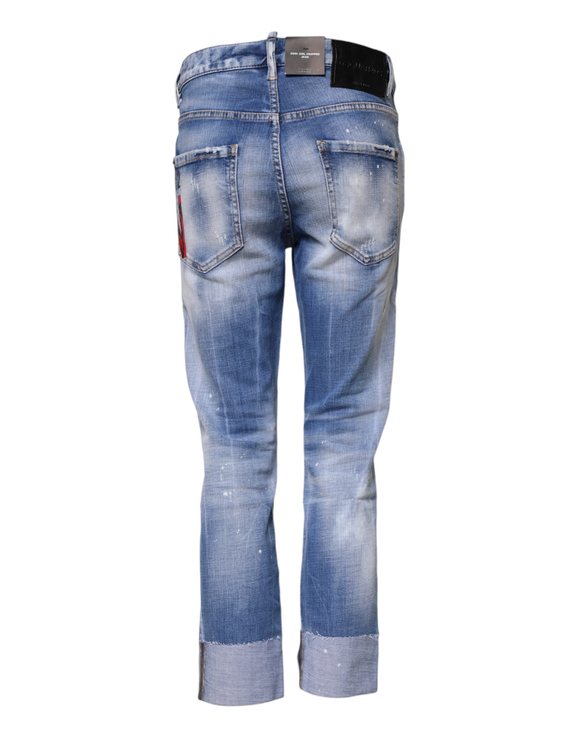Dsquared² Blå Vasket Bomuld Mellem Talje Skinny Denim Jeans
