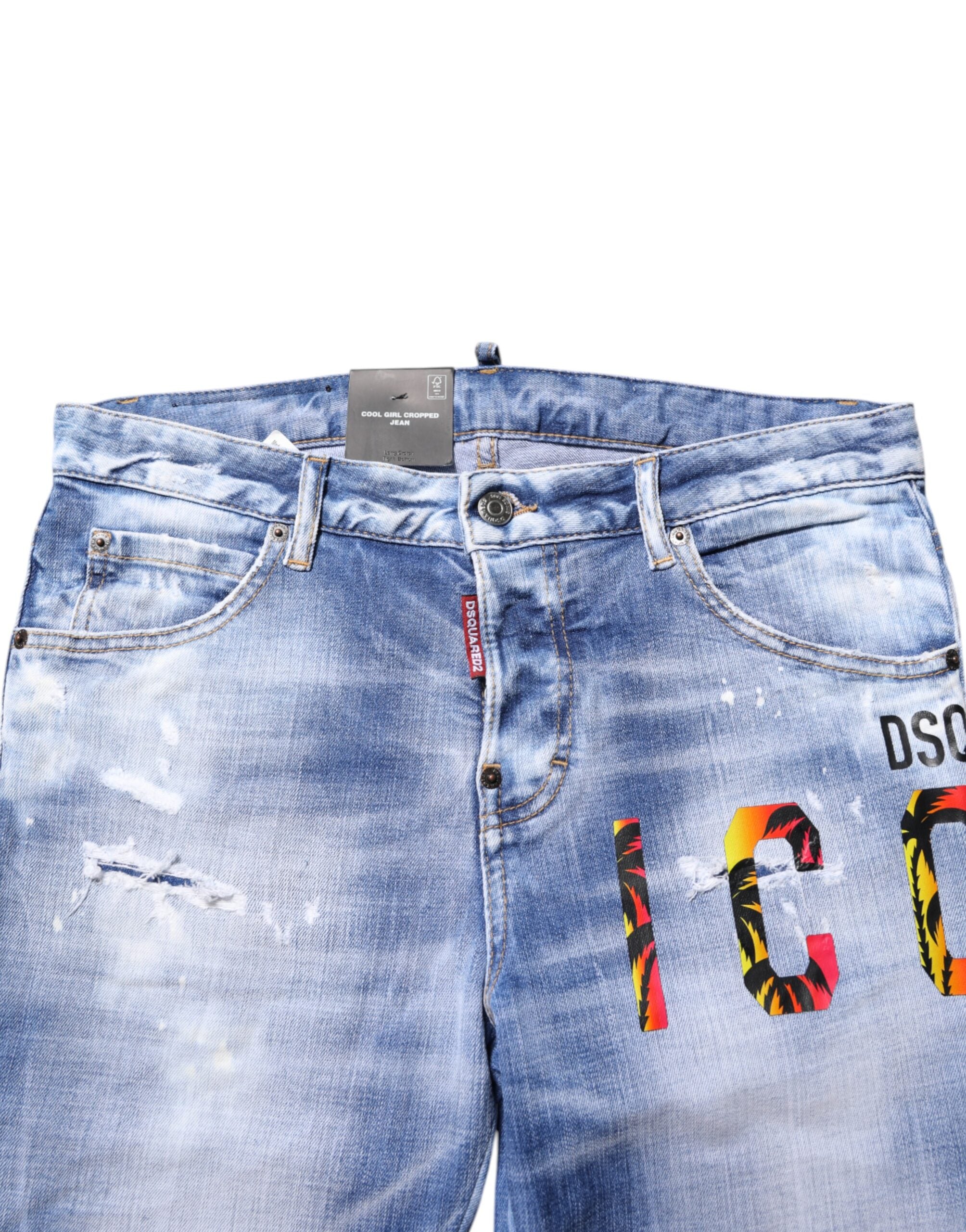 Dsquared² Blå Vasket Bomuld Mellem Talje Skinny Denim Jeans
