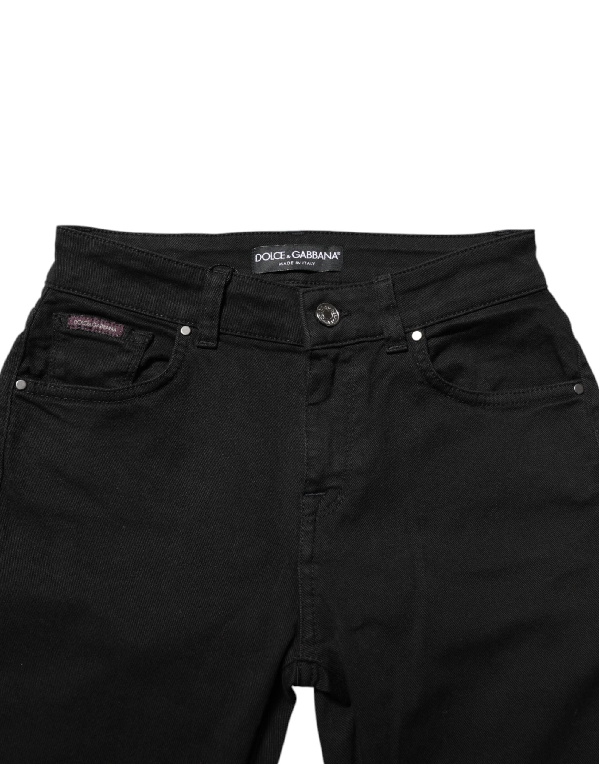 Dolce &amp; Gabbana Sorte Skinny Bomuld Mellemhøj Taljede Denim Jeans