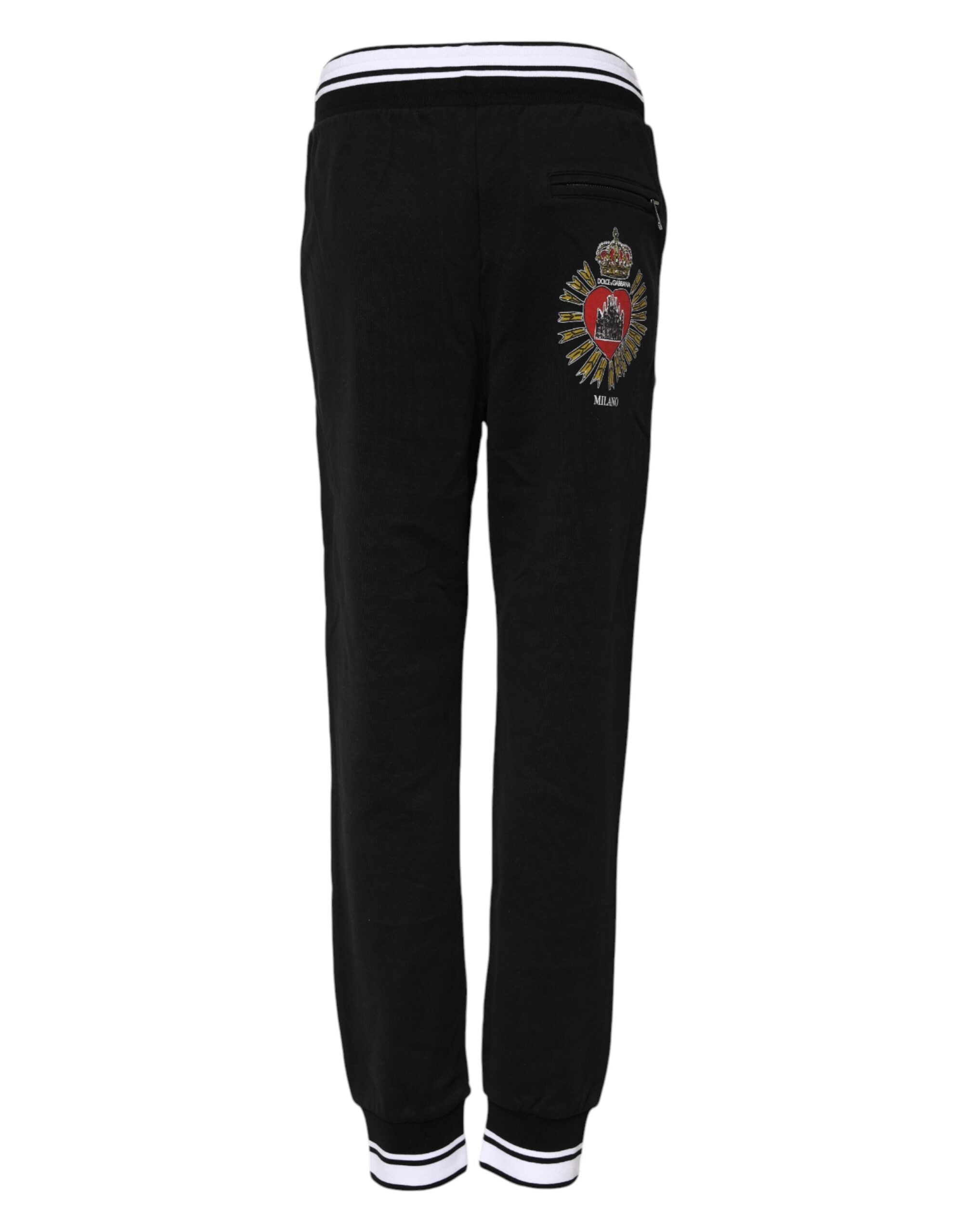 Dolce &amp; Gabbana sorte bomuldsjoggingbukser med mellemhøj talje