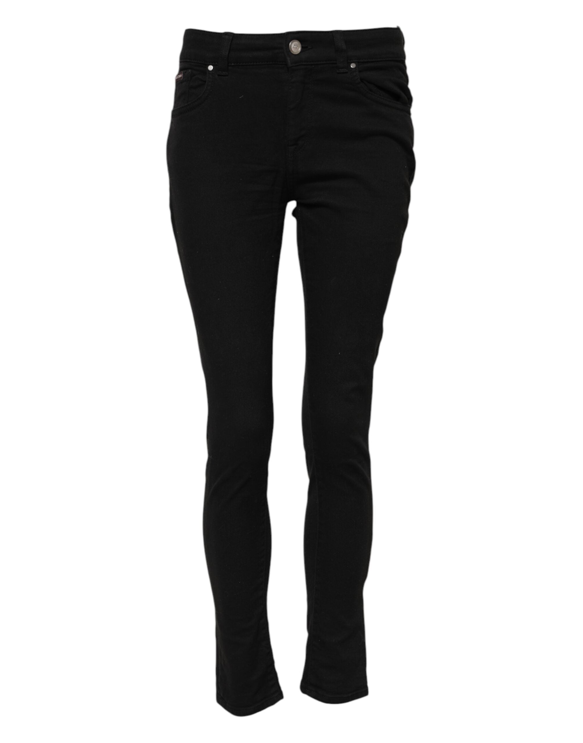 Dolce &amp; Gabbana Sorte Bomulds Skinny Mellemhøjtaljede Denim Jeans