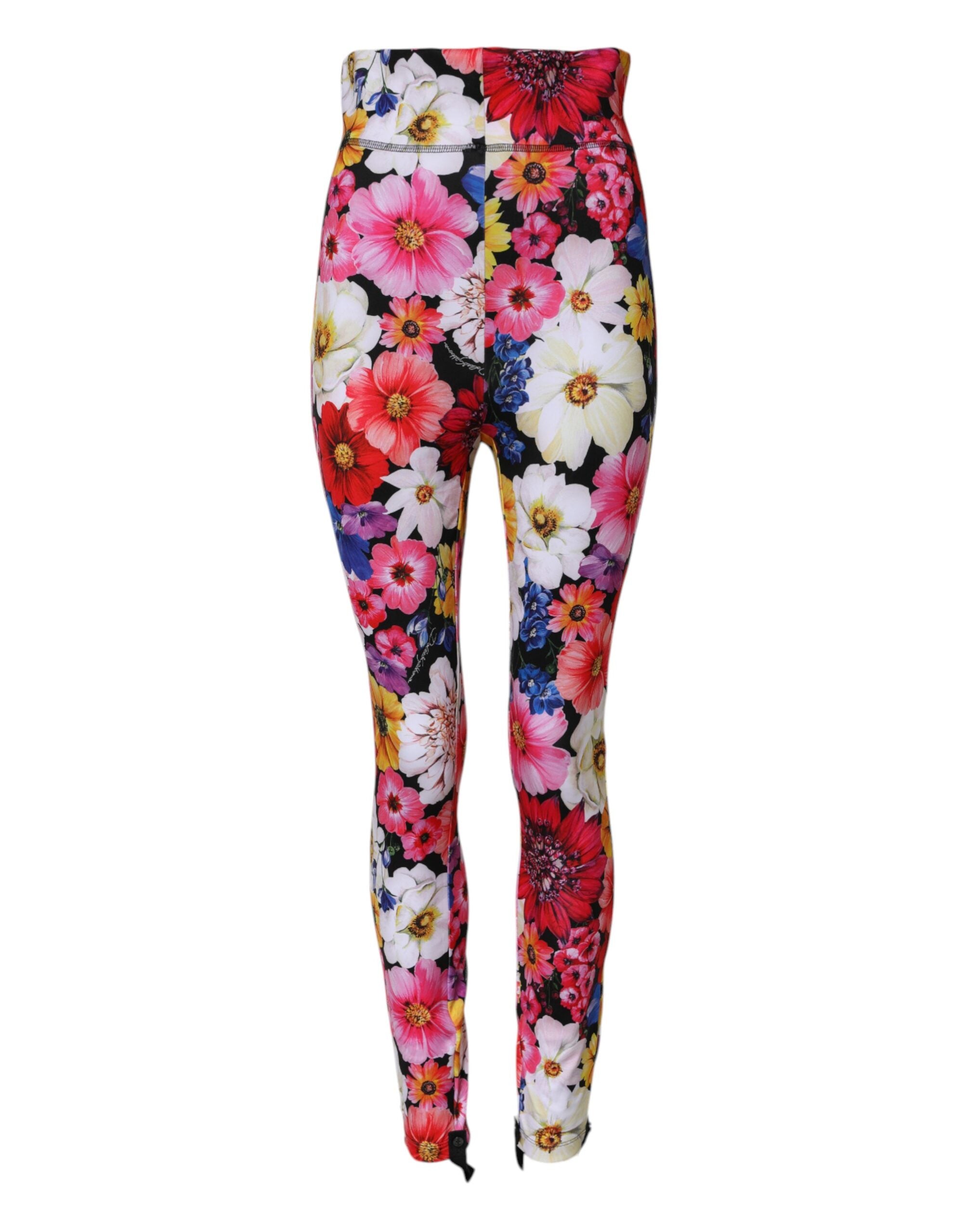Dolce &amp; Gabbana Flerfarvede Blomstermønstrede Højtaljede Leggingsbukser