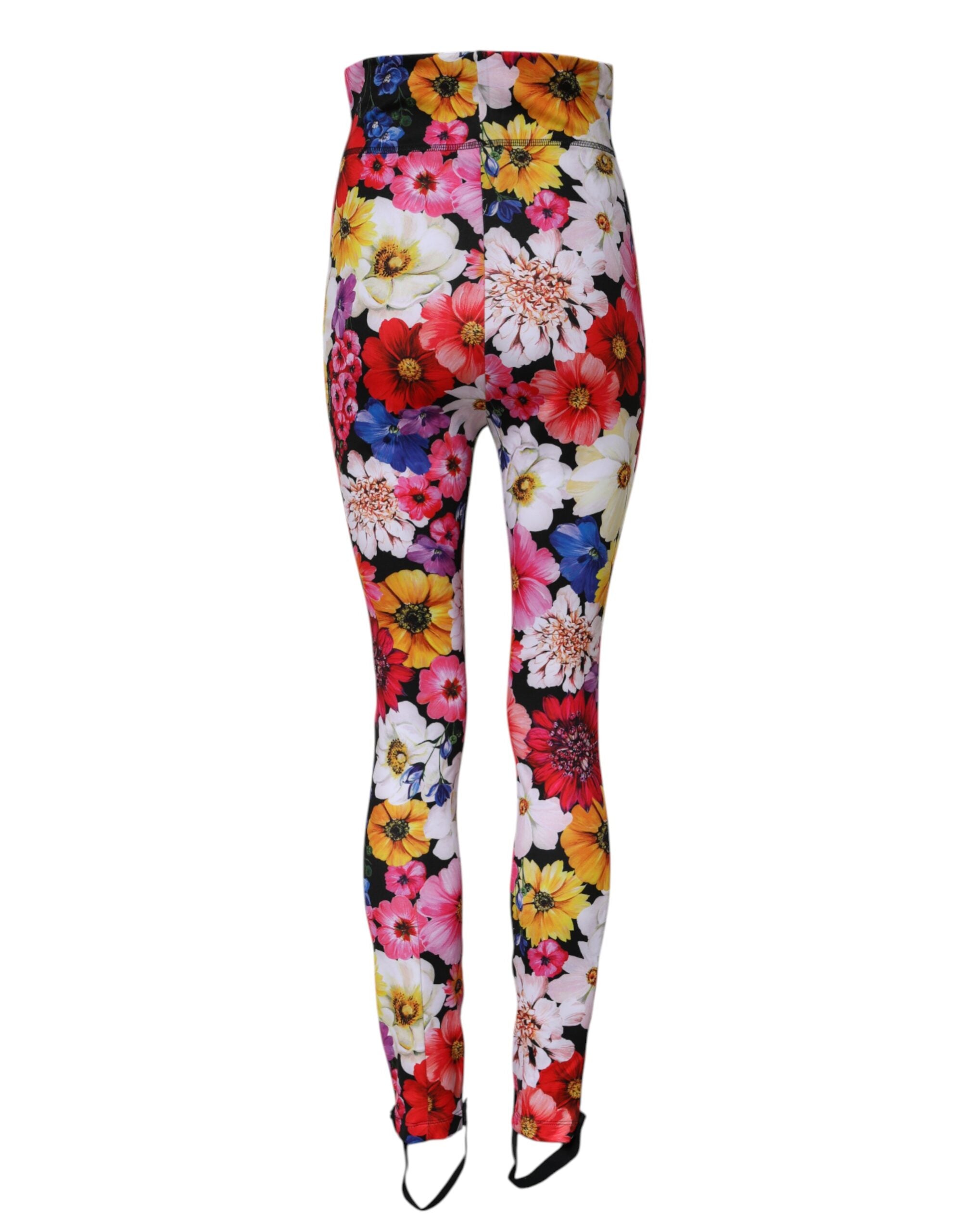 Dolce &amp; Gabbana Flerfarvede Blomstermønstrede Højtaljede Leggingsbukser