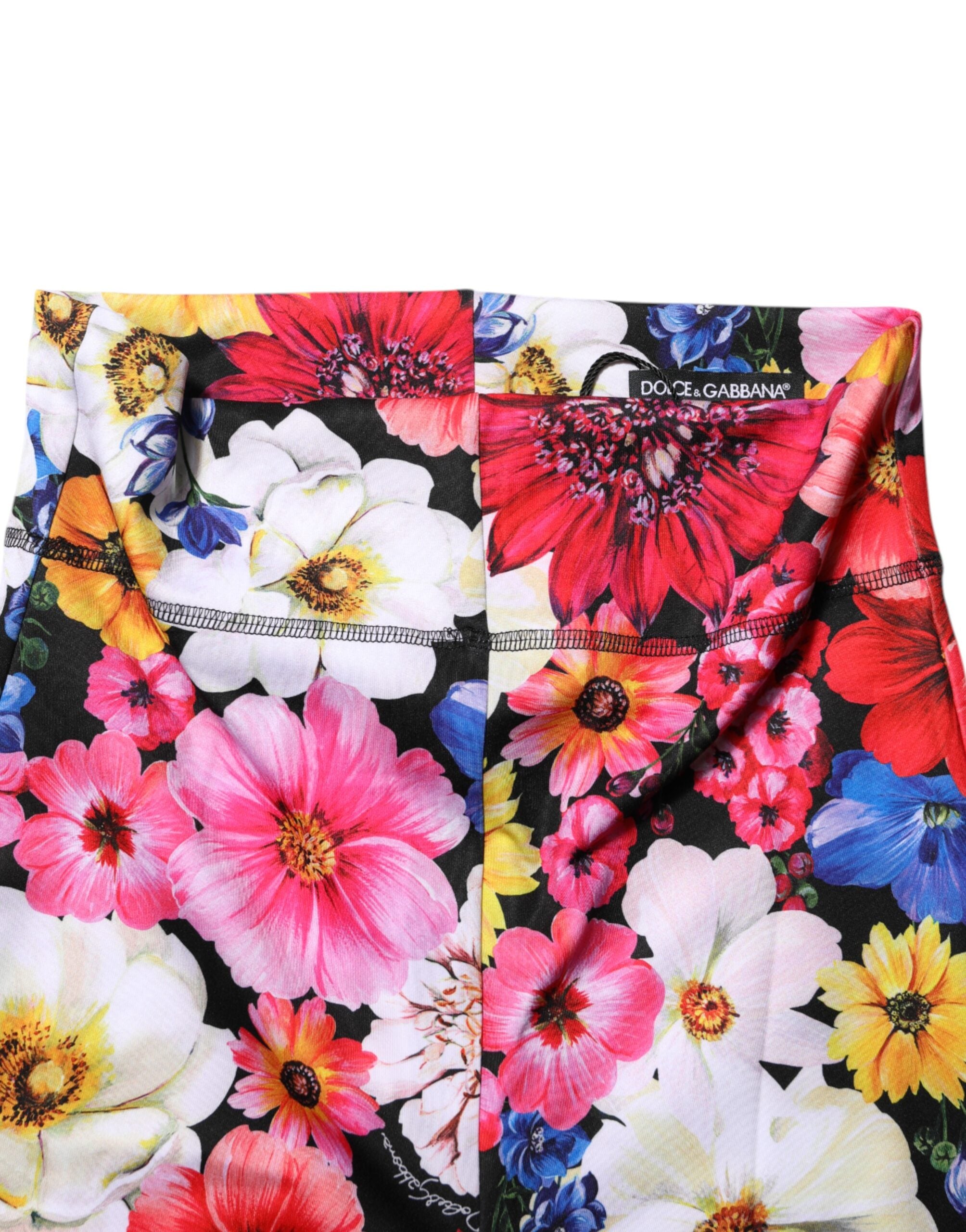 Dolce &amp; Gabbana Flerfarvede Blomstermønstrede Højtaljede Leggingsbukser