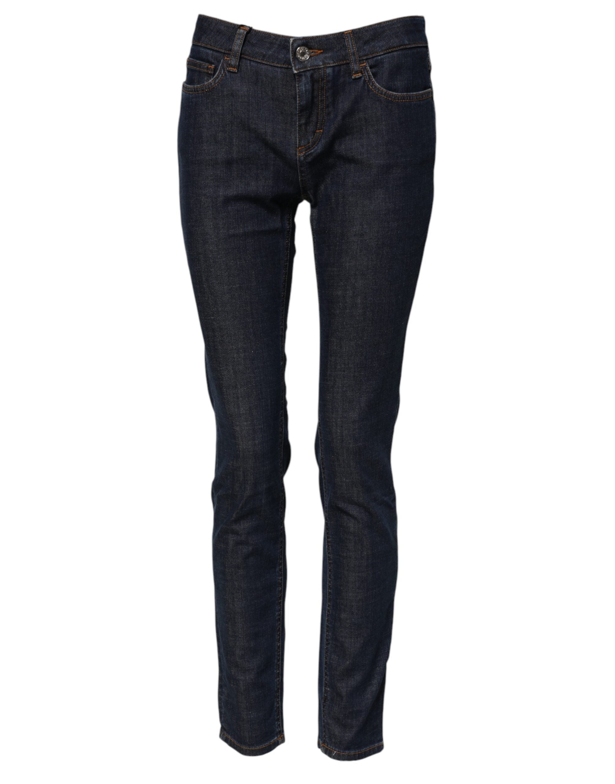 Dolce &amp; Gabbana Blå Skinny Bomuld Mellemhøj Taljede Denim Jeans