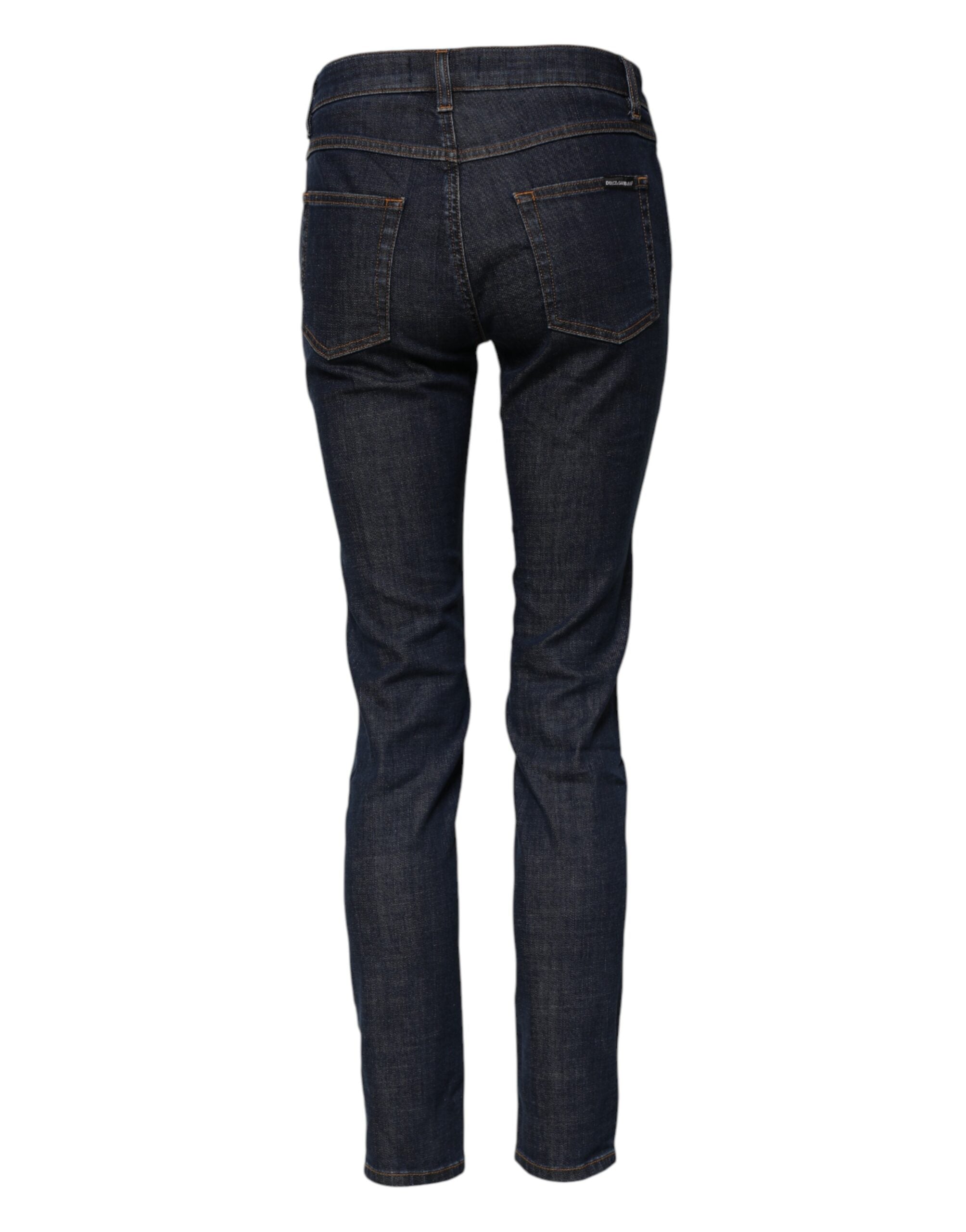 Dolce &amp; Gabbana Blå Skinny Bomuld Mellemhøj Taljede Denim Jeans
