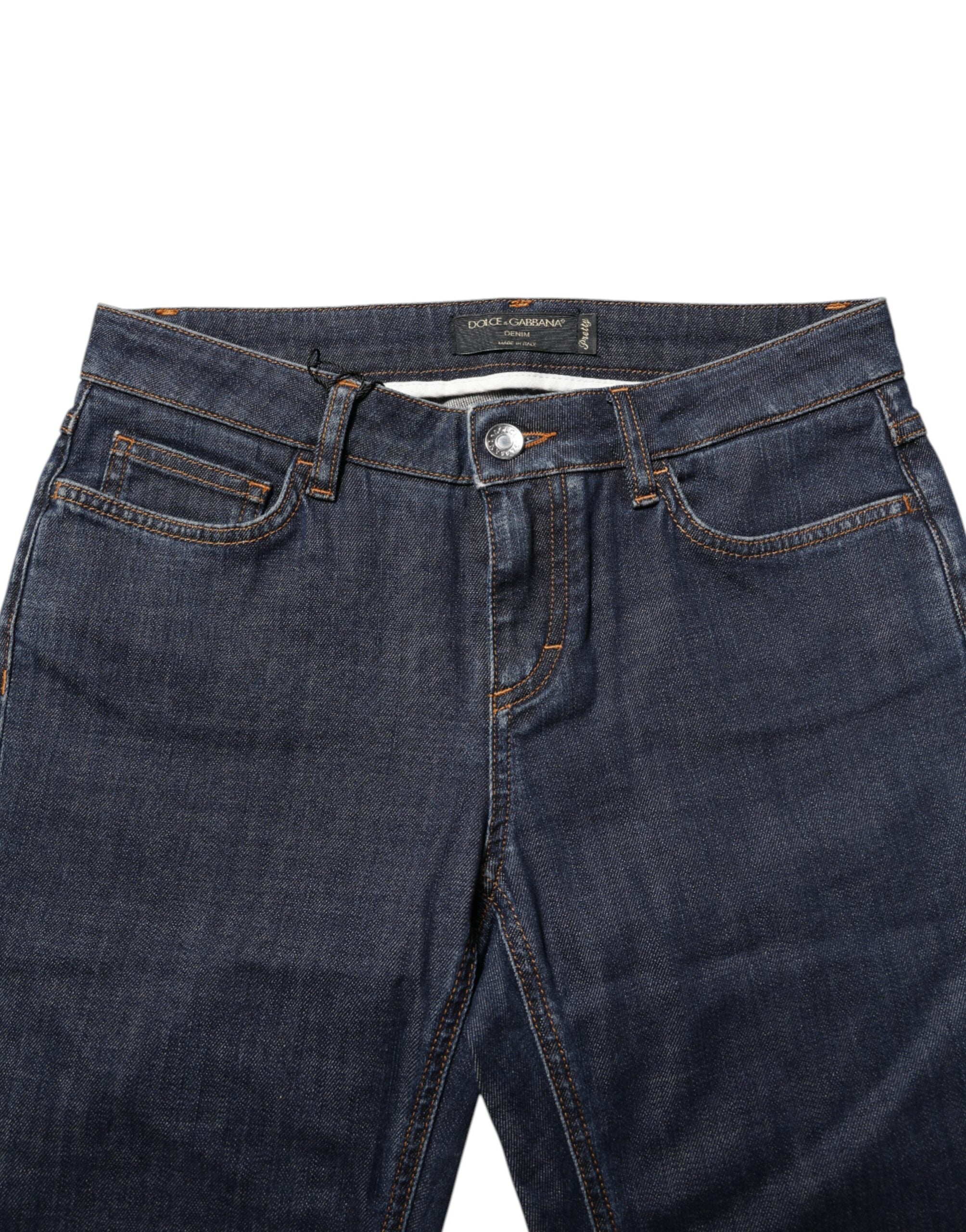 Dolce &amp; Gabbana Blå Skinny Bomuld Mellemhøj Taljede Denim Jeans