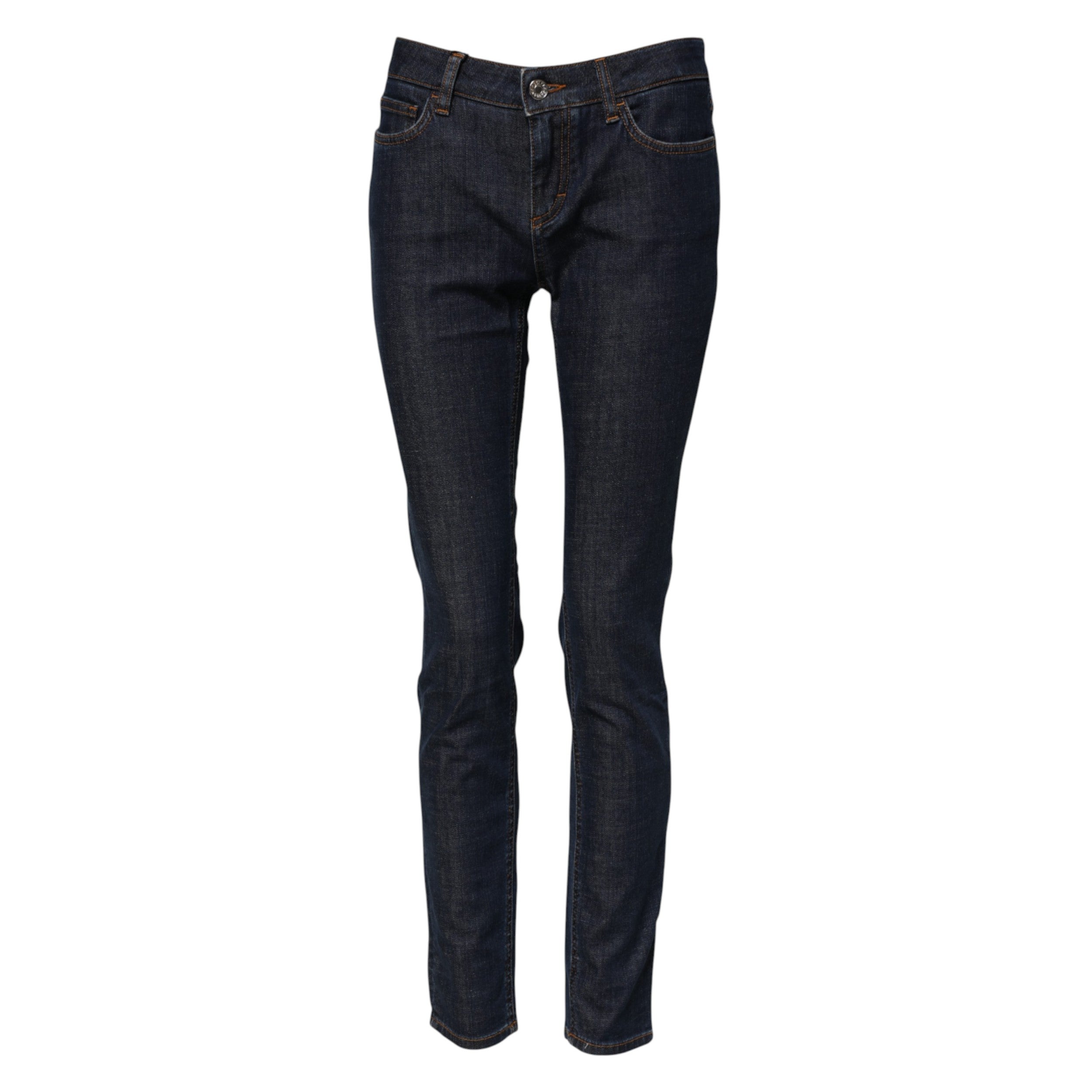Dolce &amp; Gabbana Blå Skinny Bomuld Mellemhøj Taljede Denim Jeans