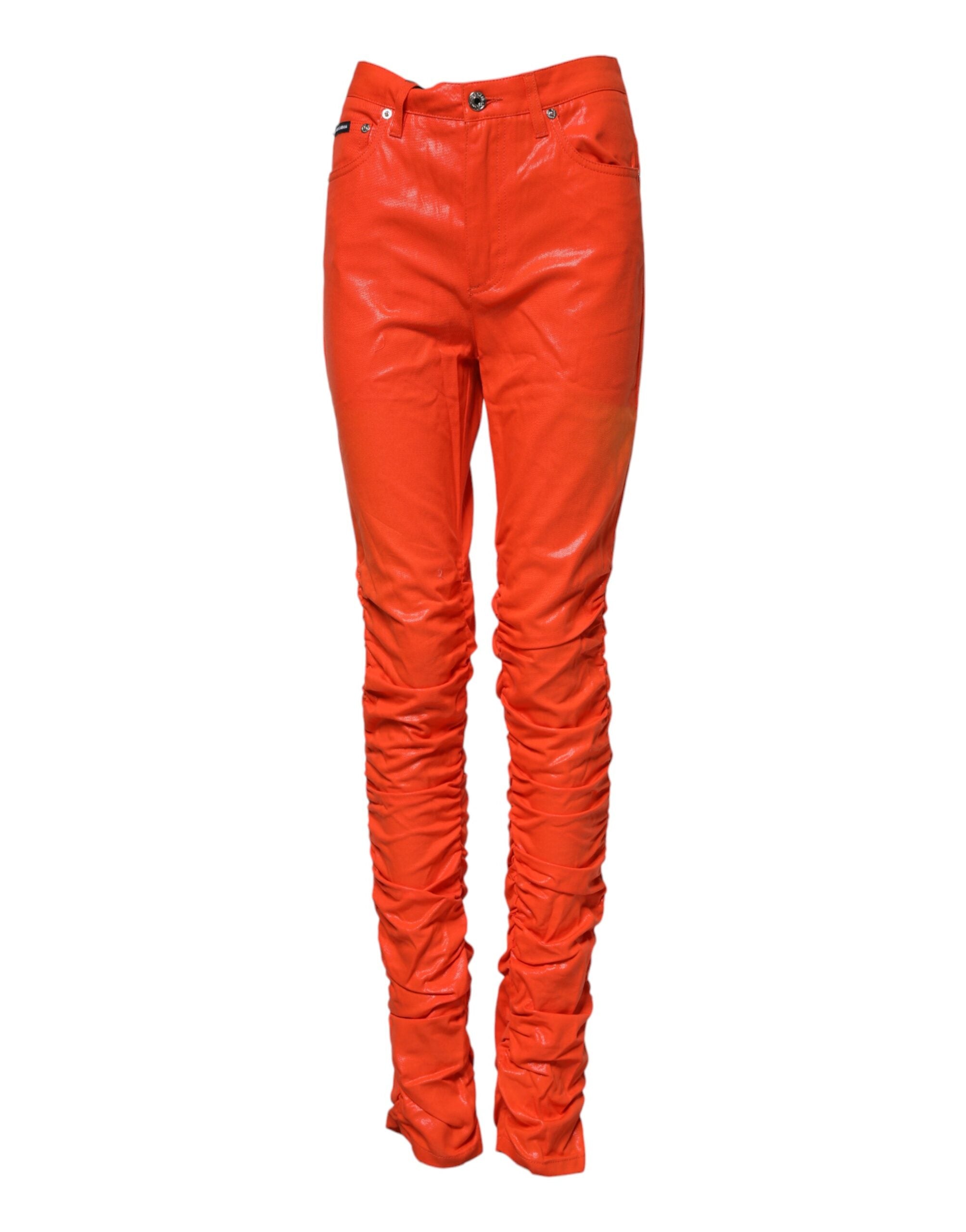Dolce &amp; Gabbana Orange Bomuld Højtaljede Denim Jeans