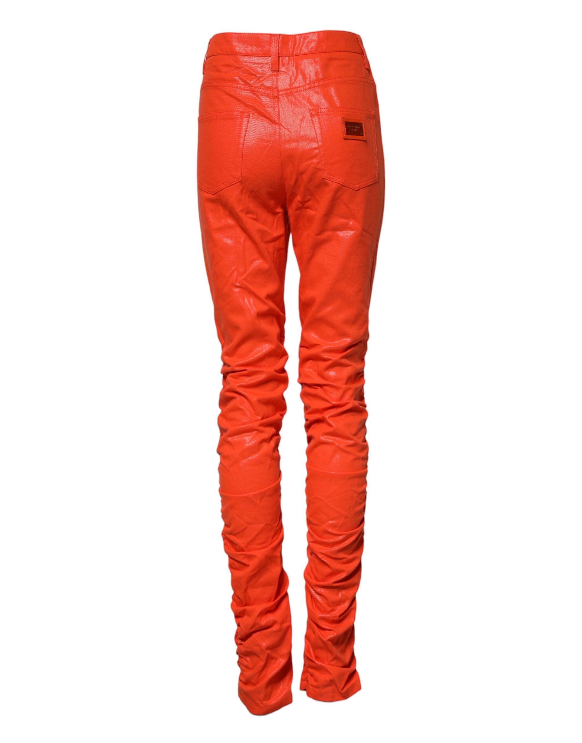 Dolce &amp; Gabbana Orange Bomuld Højtaljede Denim Jeans