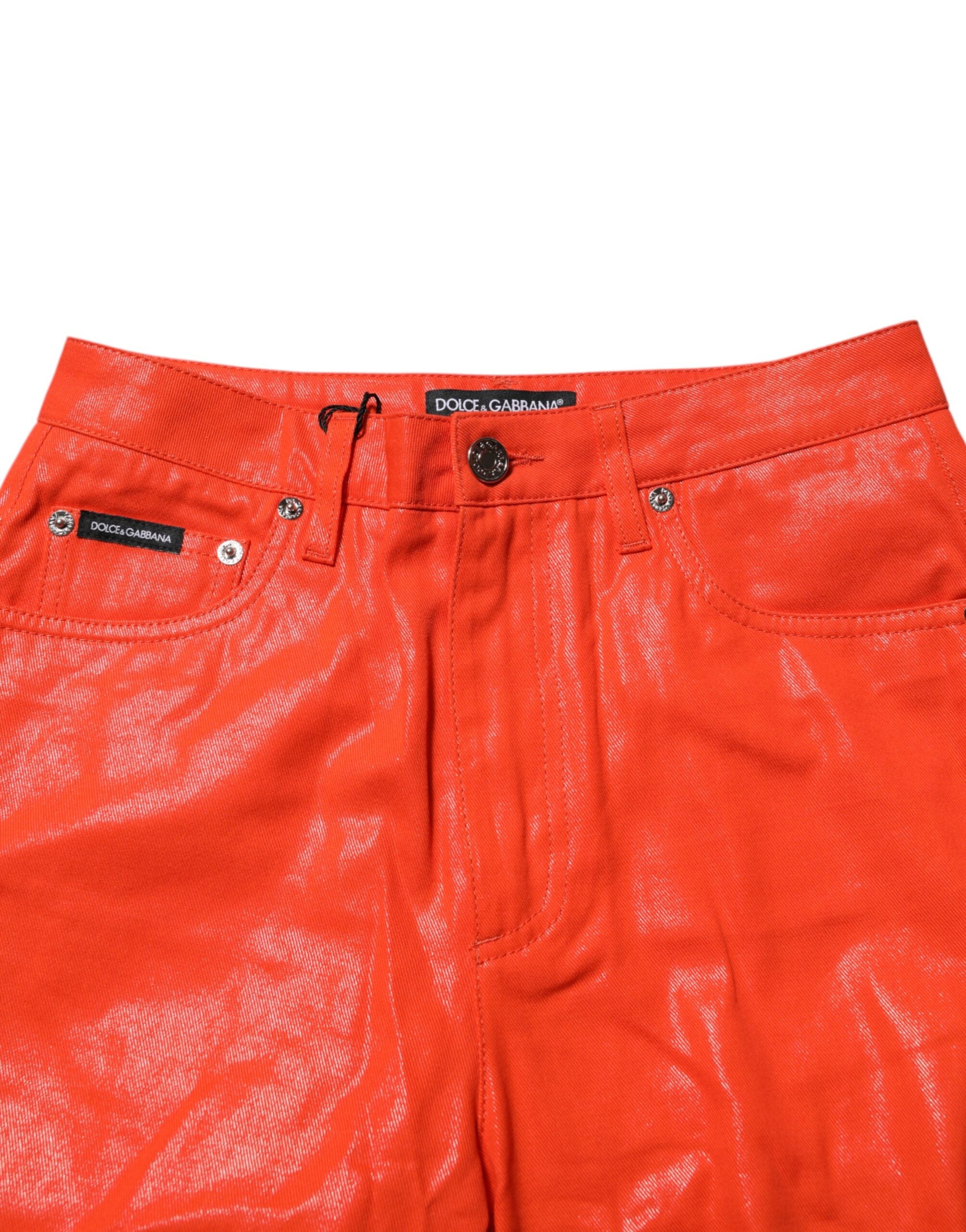 Dolce &amp; Gabbana Orange Bomuld Højtaljede Denim Jeans