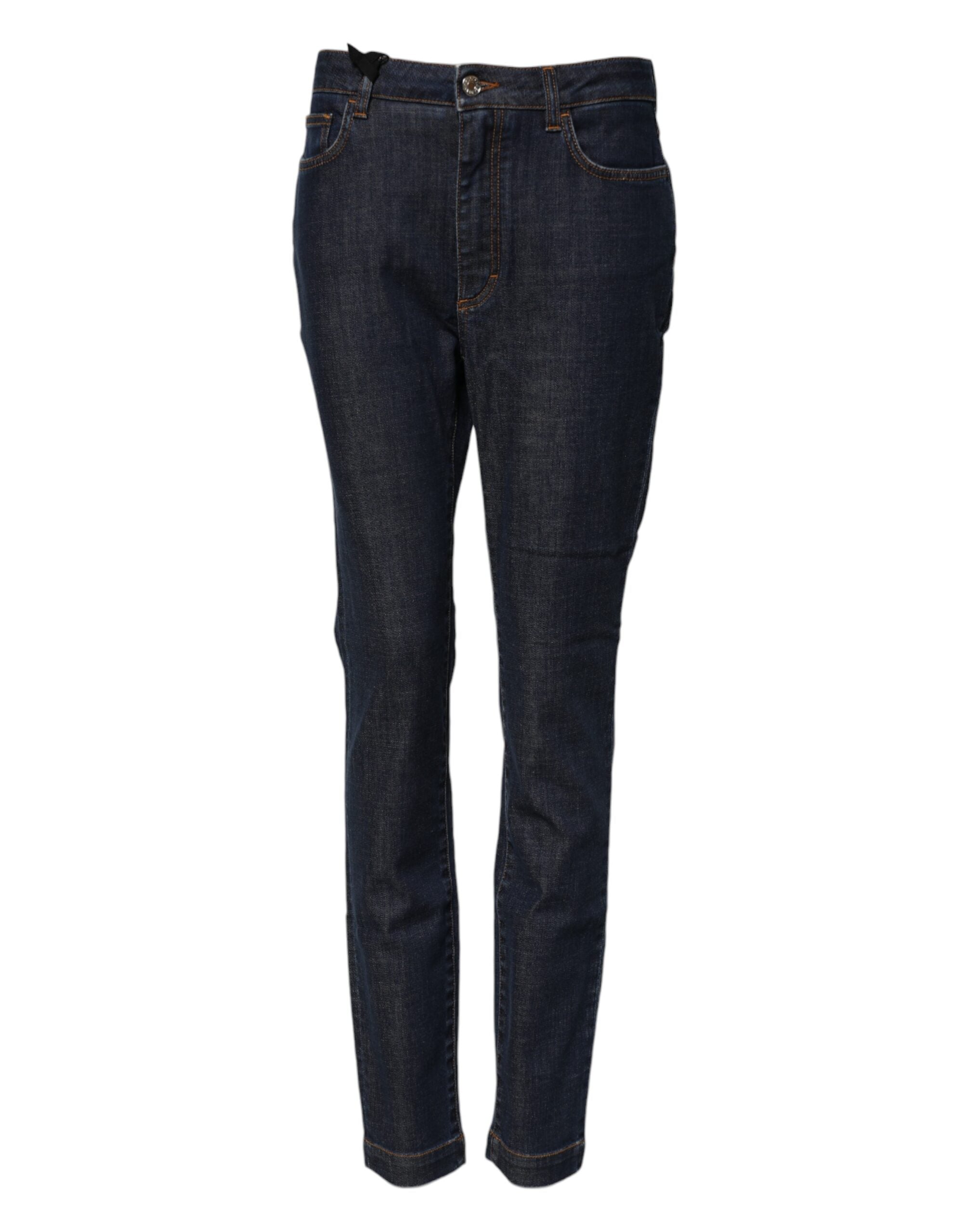 Dolce &amp; Gabbana Blå Queen Patch AUDREY Mellemhøj Talje Denim Jeans