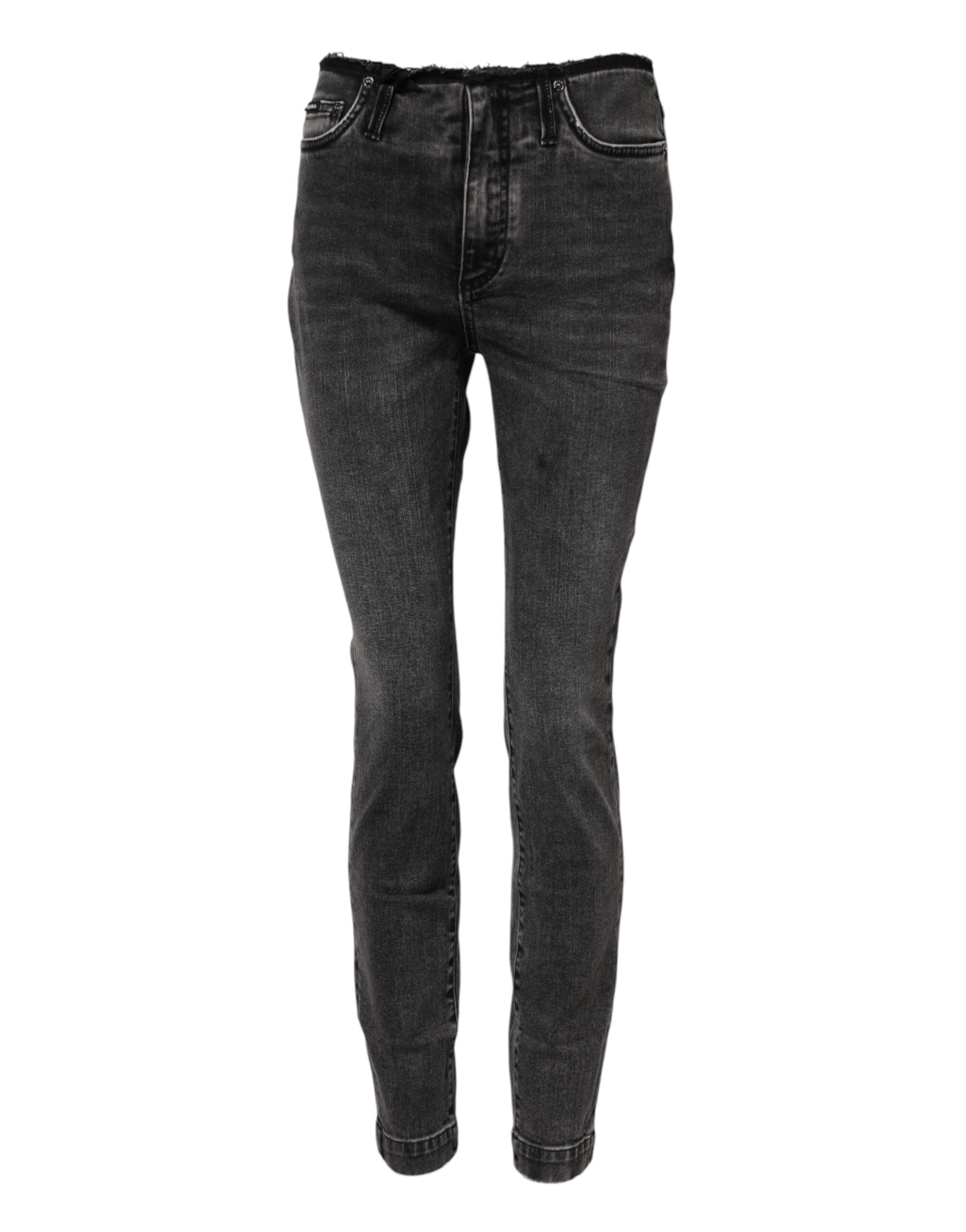 Dolce &amp; Gabbana Grå Skinny Bomuld Mellemhøj Taljede Denim Jeans