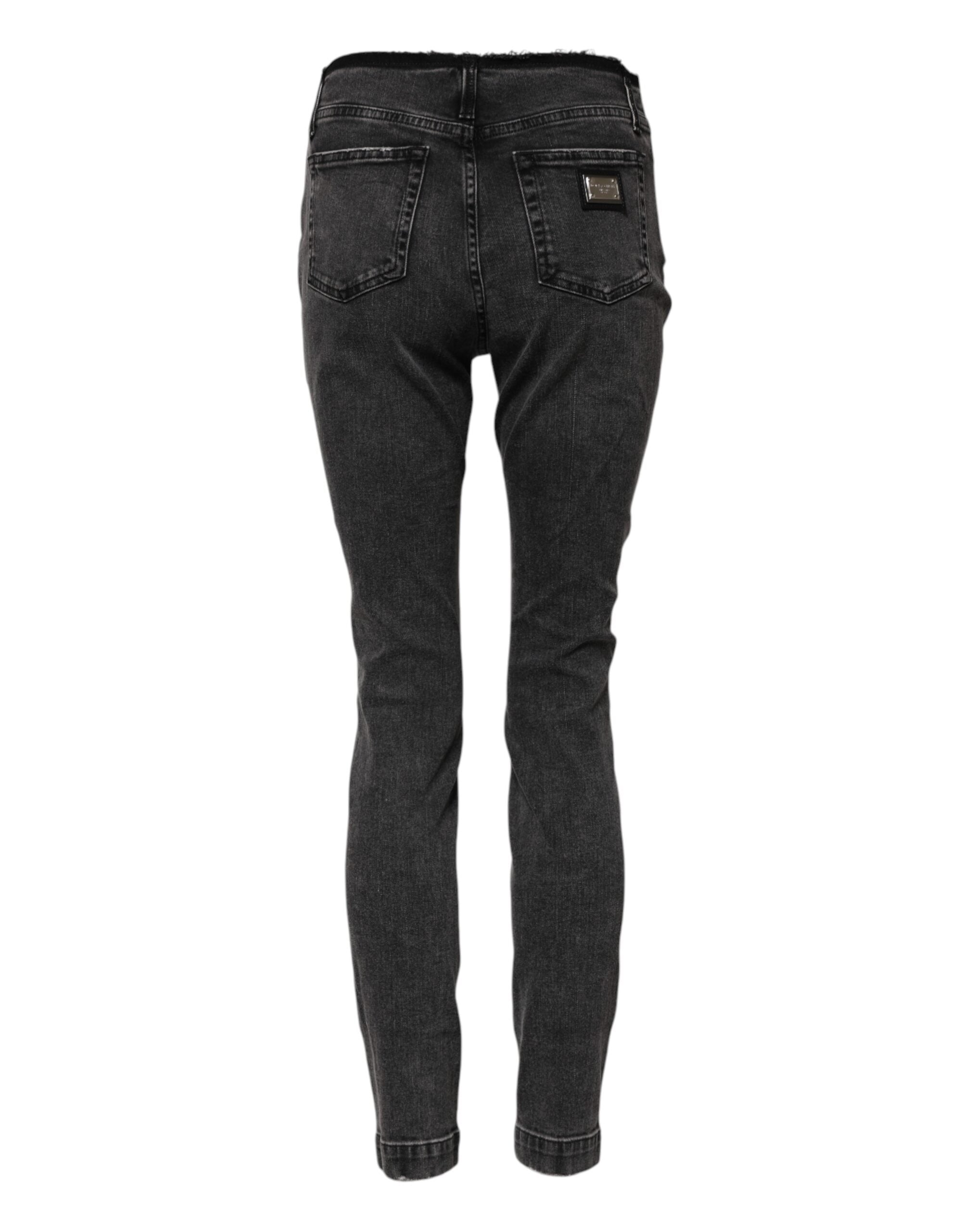 Dolce &amp; Gabbana Grå Skinny Bomuld Mellemhøj Taljede Denim Jeans