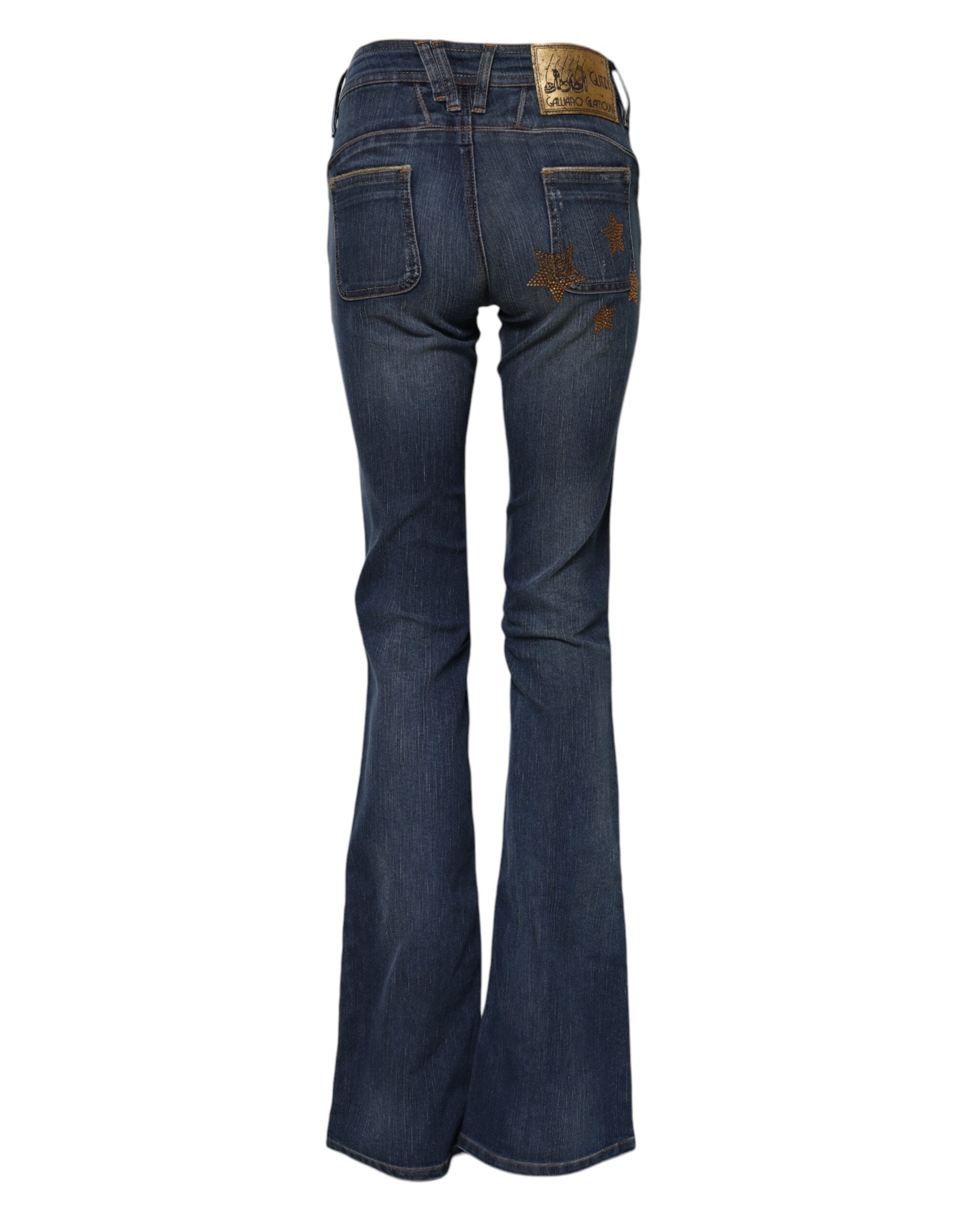 John Galliano Blå Bomuld Mellemhøj Taljede Denim Jeans med Brede Ben