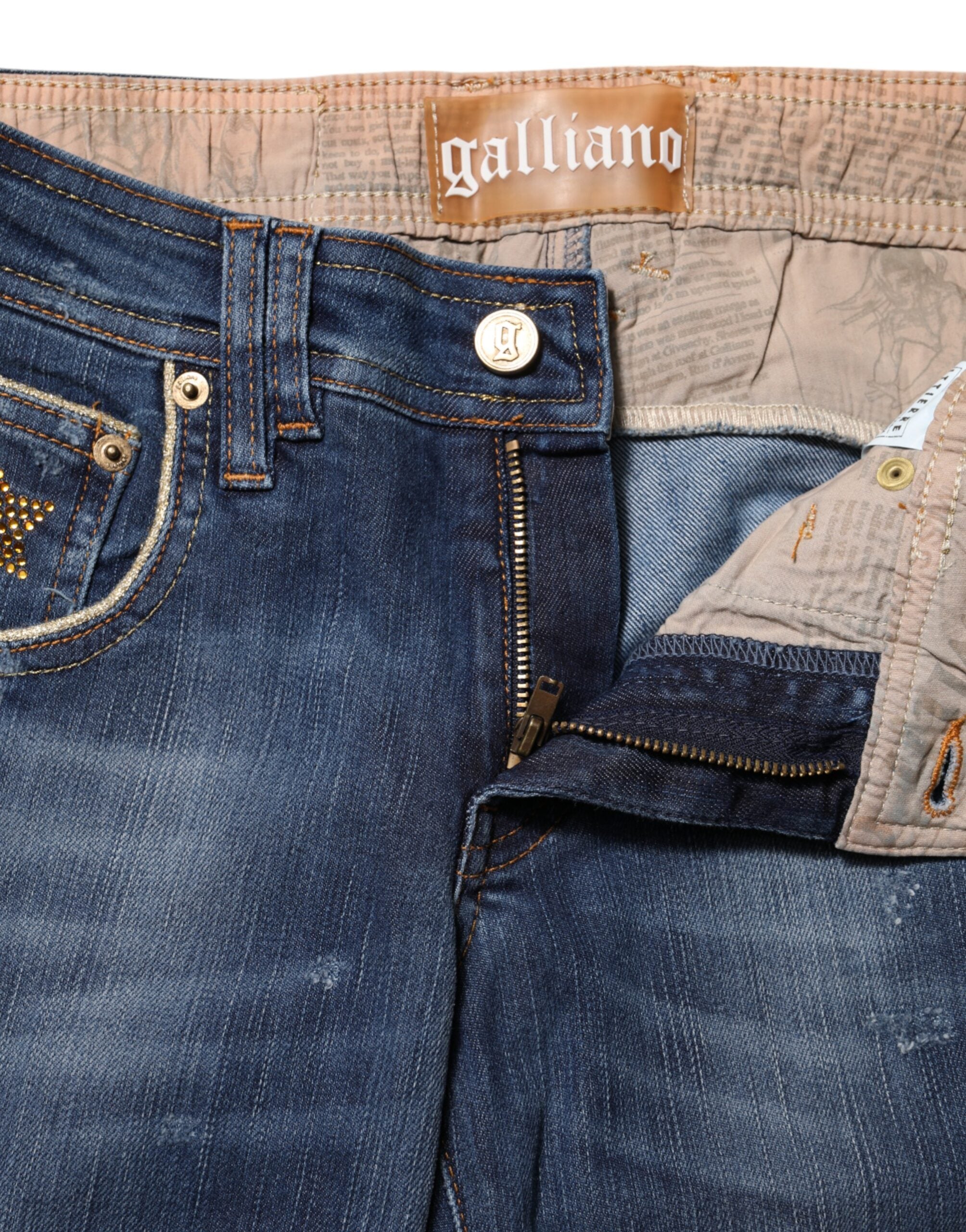 John Galliano Blå Bomuld Mellemhøj Taljede Denim Jeans med Brede Ben