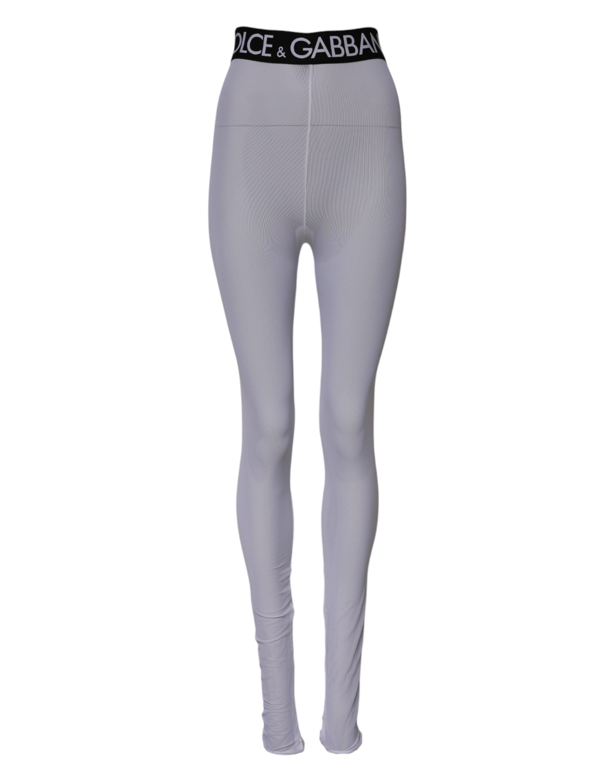 Dolce &amp; Gabbana Grå Nylon DG Logo Mellemhøj Taljede Leggingsbukser