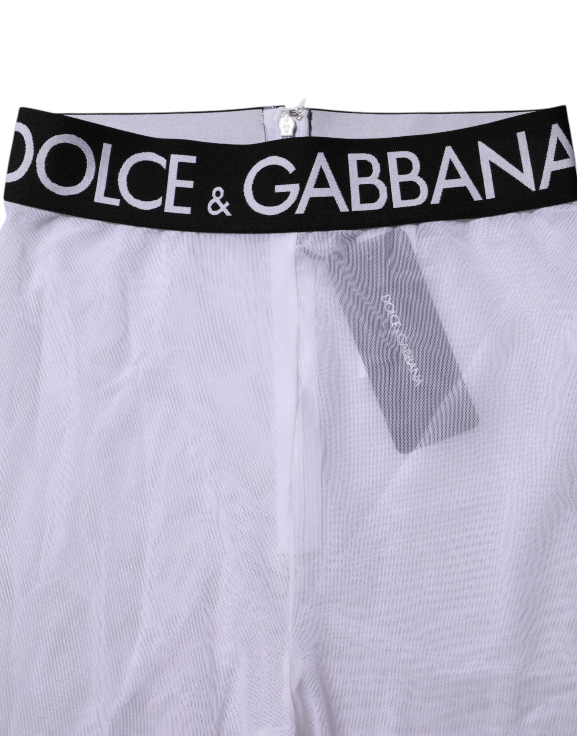 Dolce &amp; Gabbana Grå Nylon DG Logo Mellemhøj Taljede Leggingsbukser