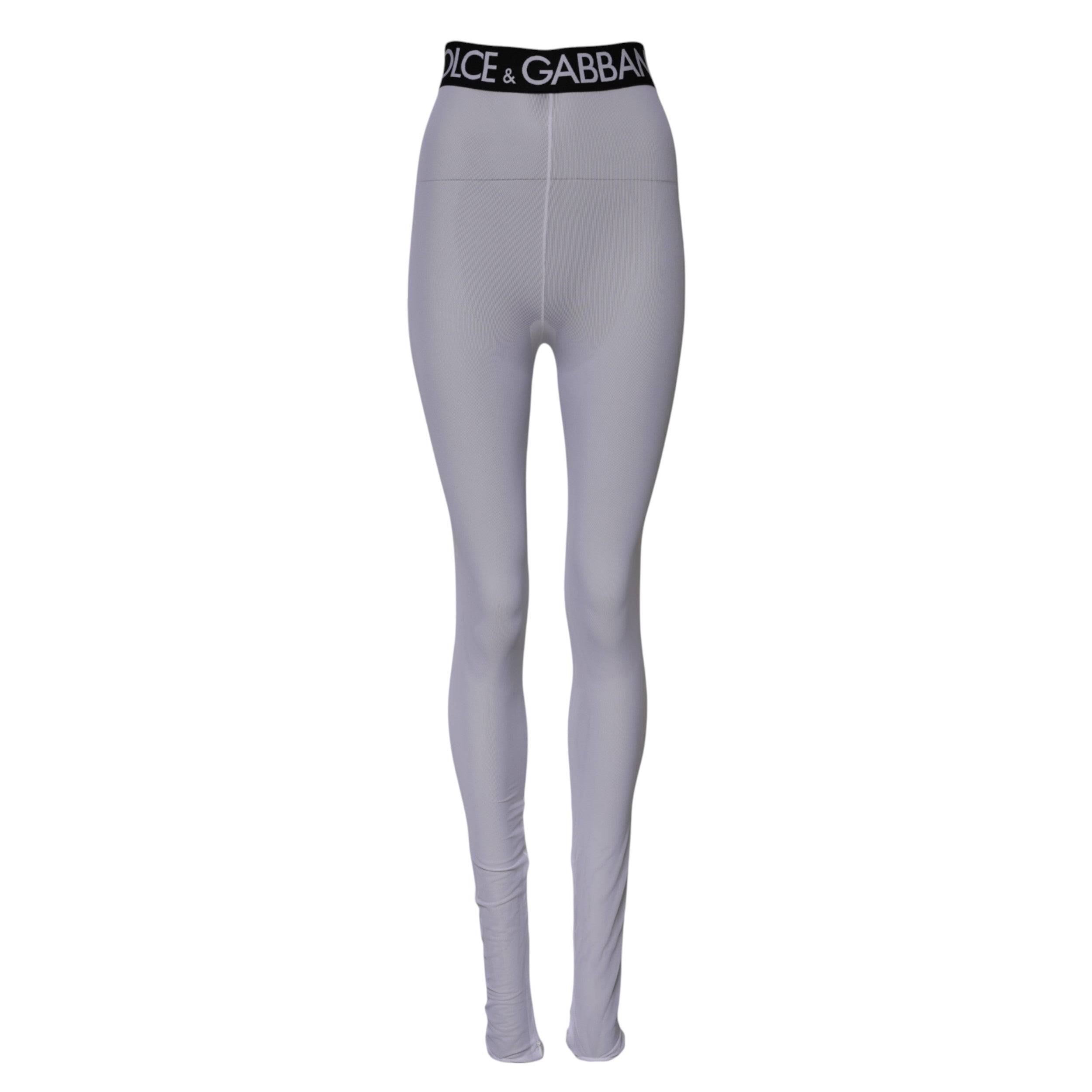 Dolce &amp; Gabbana Grå Nylon DG Logo Mellemhøj Taljede Leggingsbukser