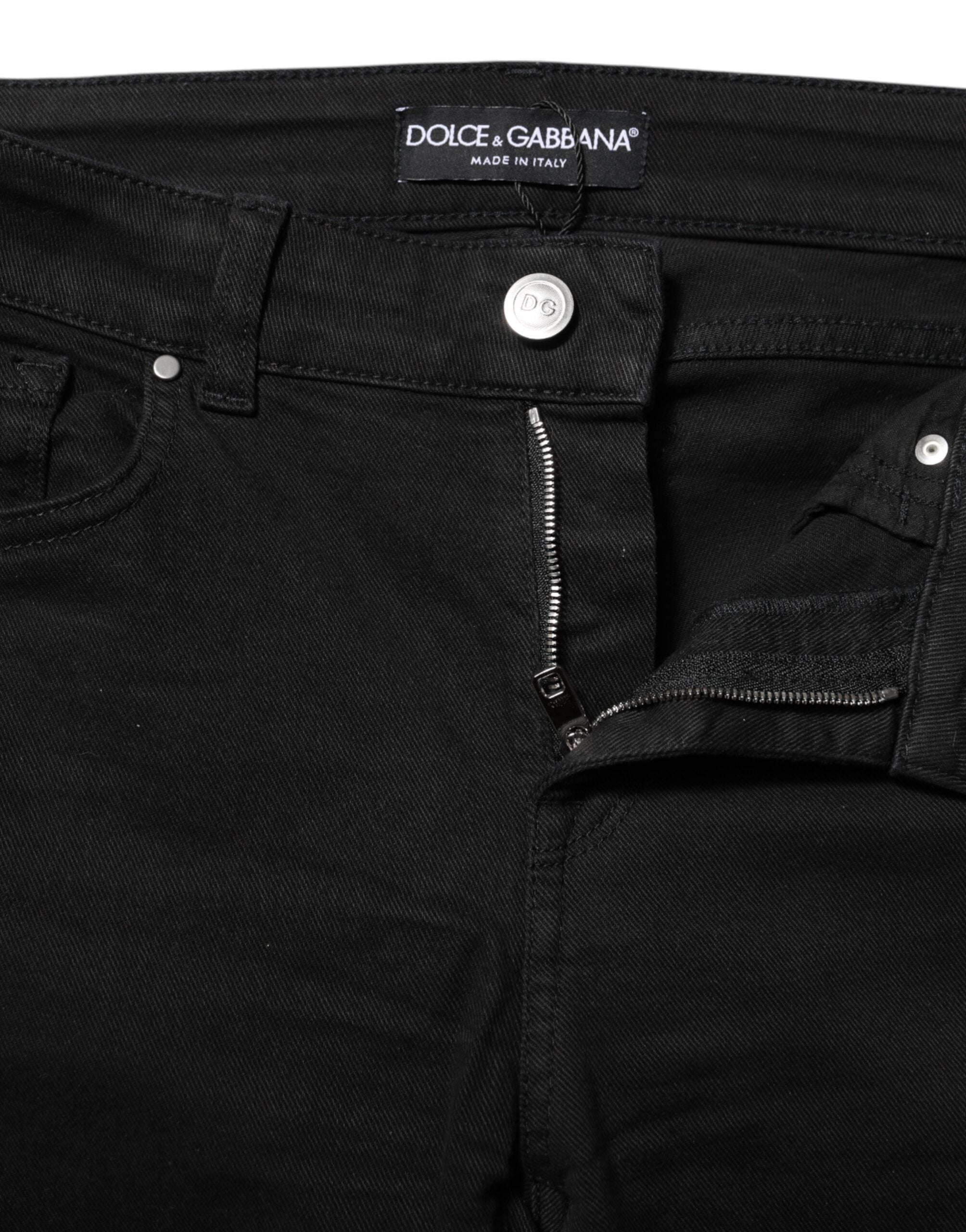Dolce &amp; Gabbana Sorte Skinny Bomuld Mellemhøj Taljede Denim Jeans