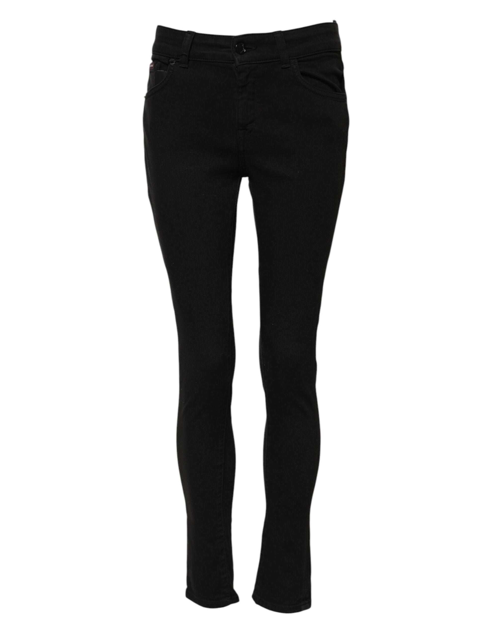Dolce &amp; Gabbana Sorte Bomulds Skinny Mellemhøjtaljede Denim Jeans