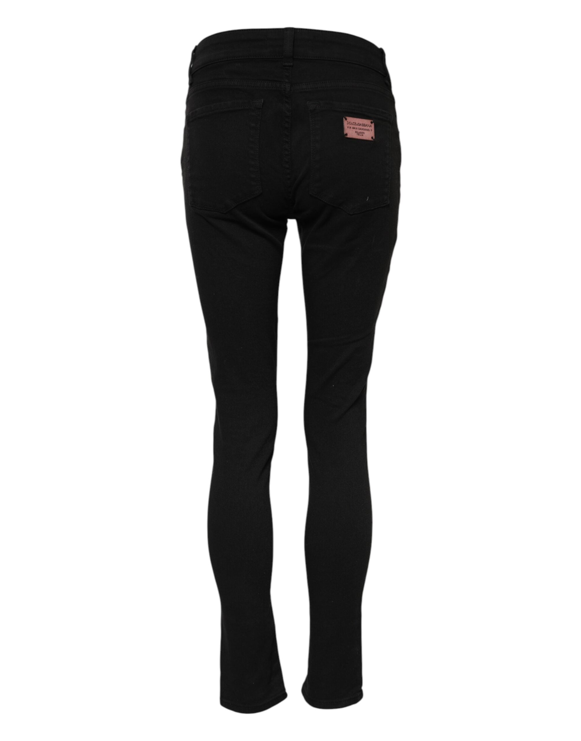 Dolce &amp; Gabbana Sorte Bomulds Skinny Mellemhøjtaljede Denim Jeans