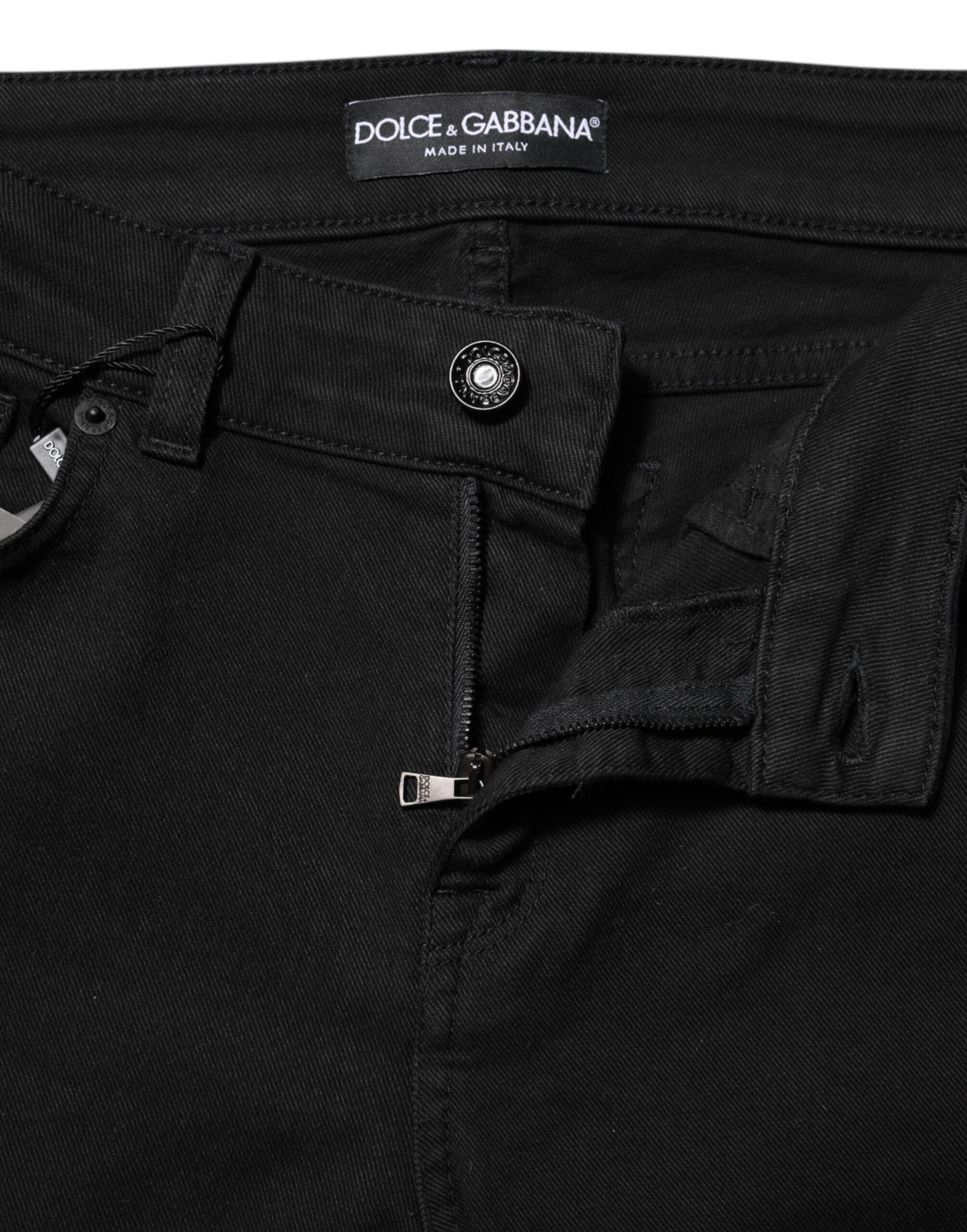 Dolce &amp; Gabbana Sorte Bomulds Skinny Mellemhøjtaljede Denim Jeans