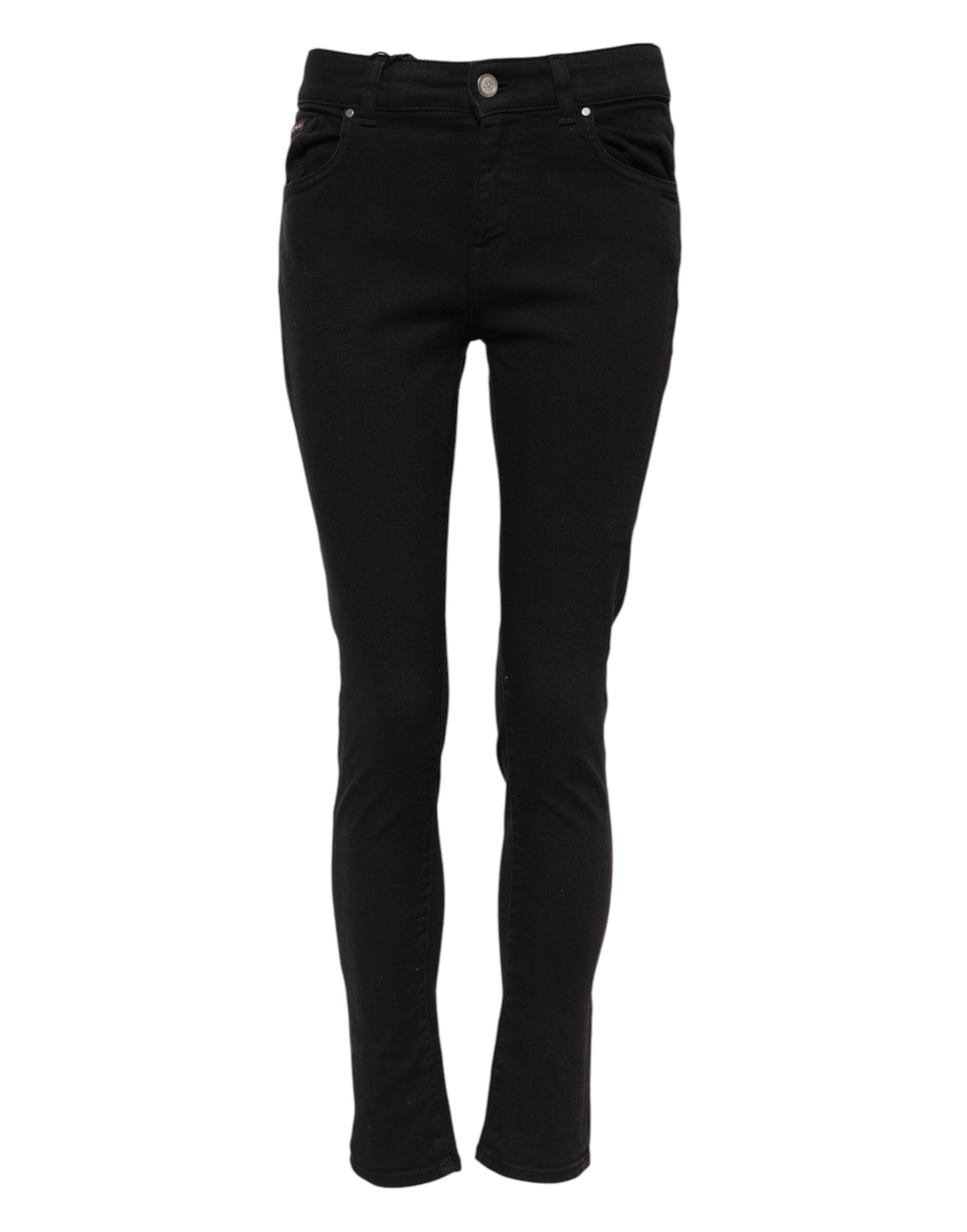 Dolce &amp; Gabbana Sorte Bomulds Skinny Mellemhøjtaljede Denim Jeans