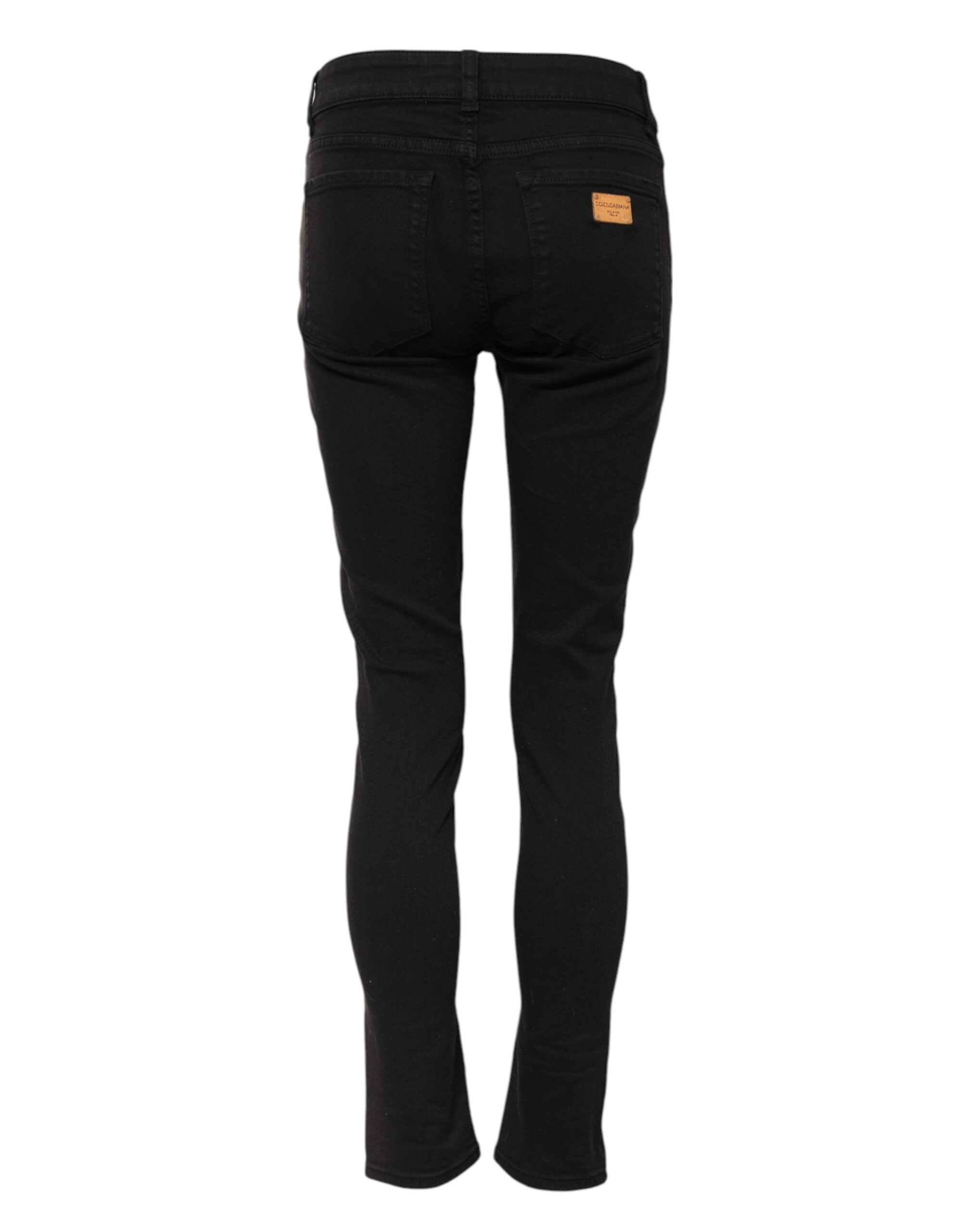 Dolce &amp; Gabbana Sorte Bomulds Skinny Mellemhøjtaljede Denim Jeans